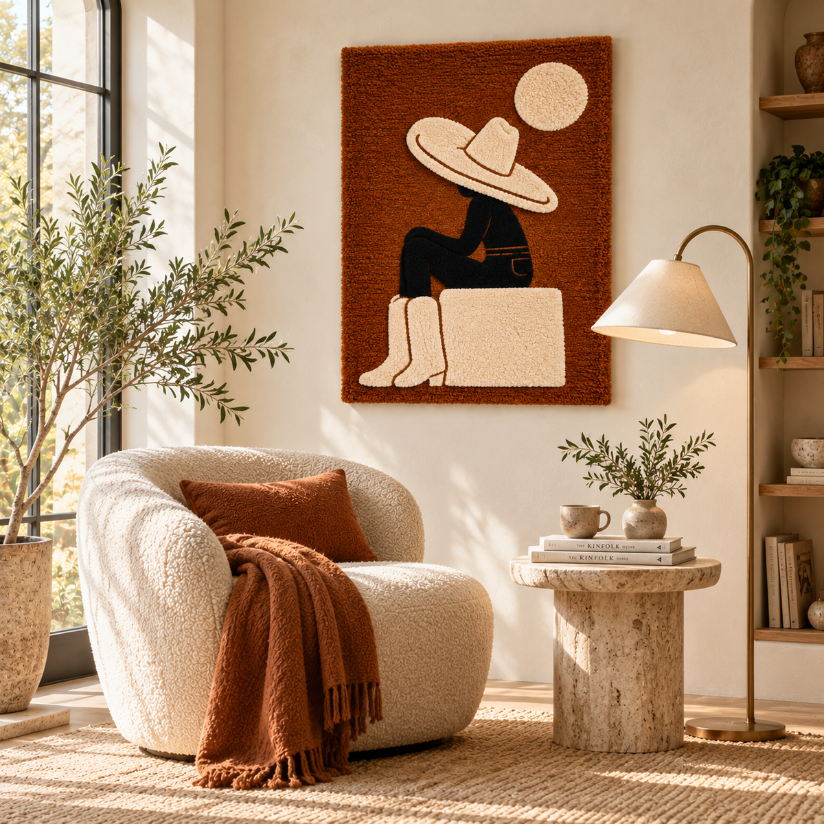 Hewn Earth Cowboy Moon Rest wall art featuring a rustic cowboy and moon scene for home decor.