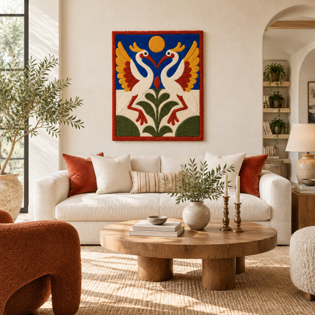 Cranes Beneath a Golden Sun — front-facing room scene [room-front]