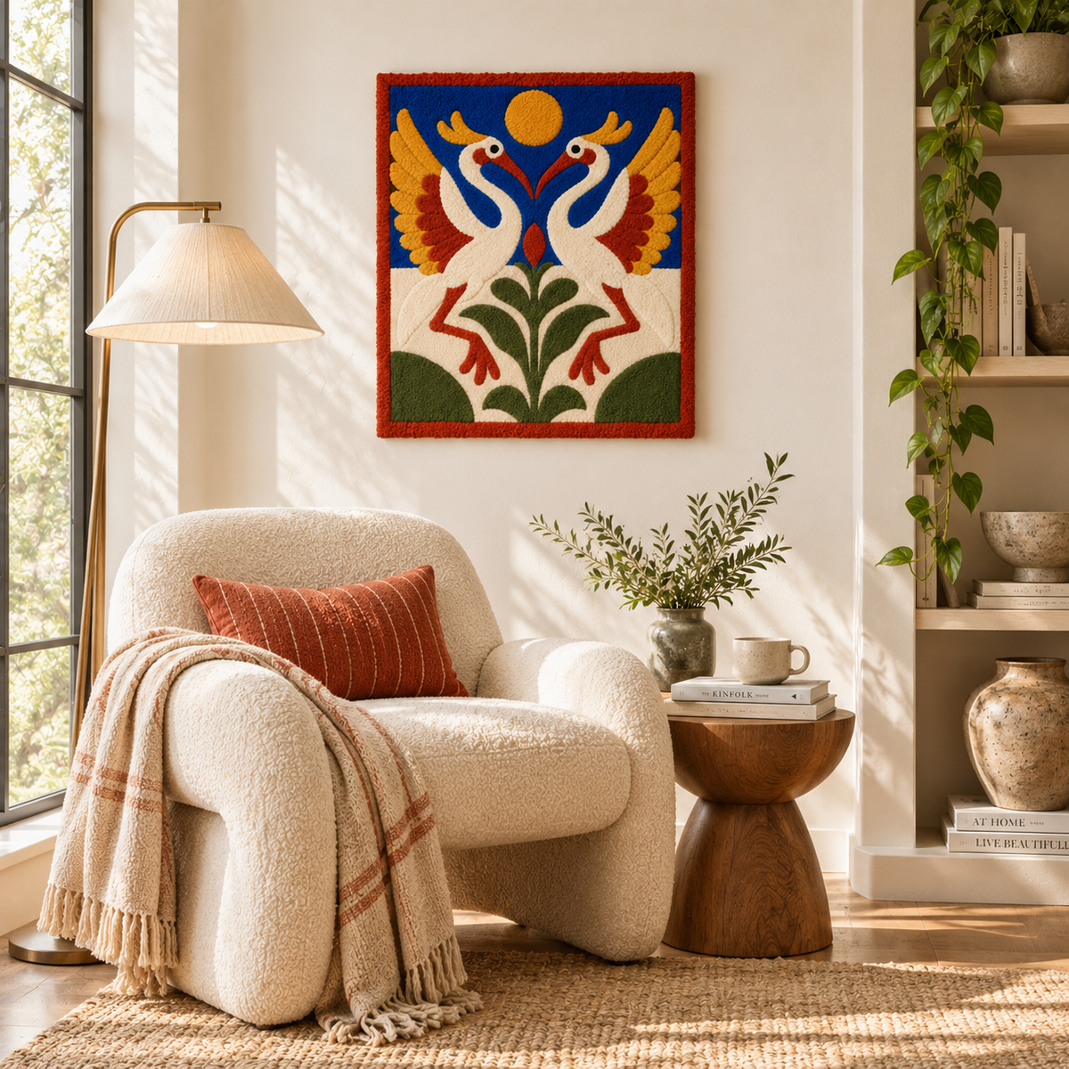 Cranes Beneath a Golden Sun — room setting