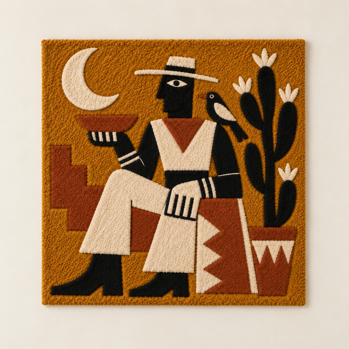 Hewn Earth Crescent Cactus Companion wall art featuring a stylized cactus design on a neutral background.