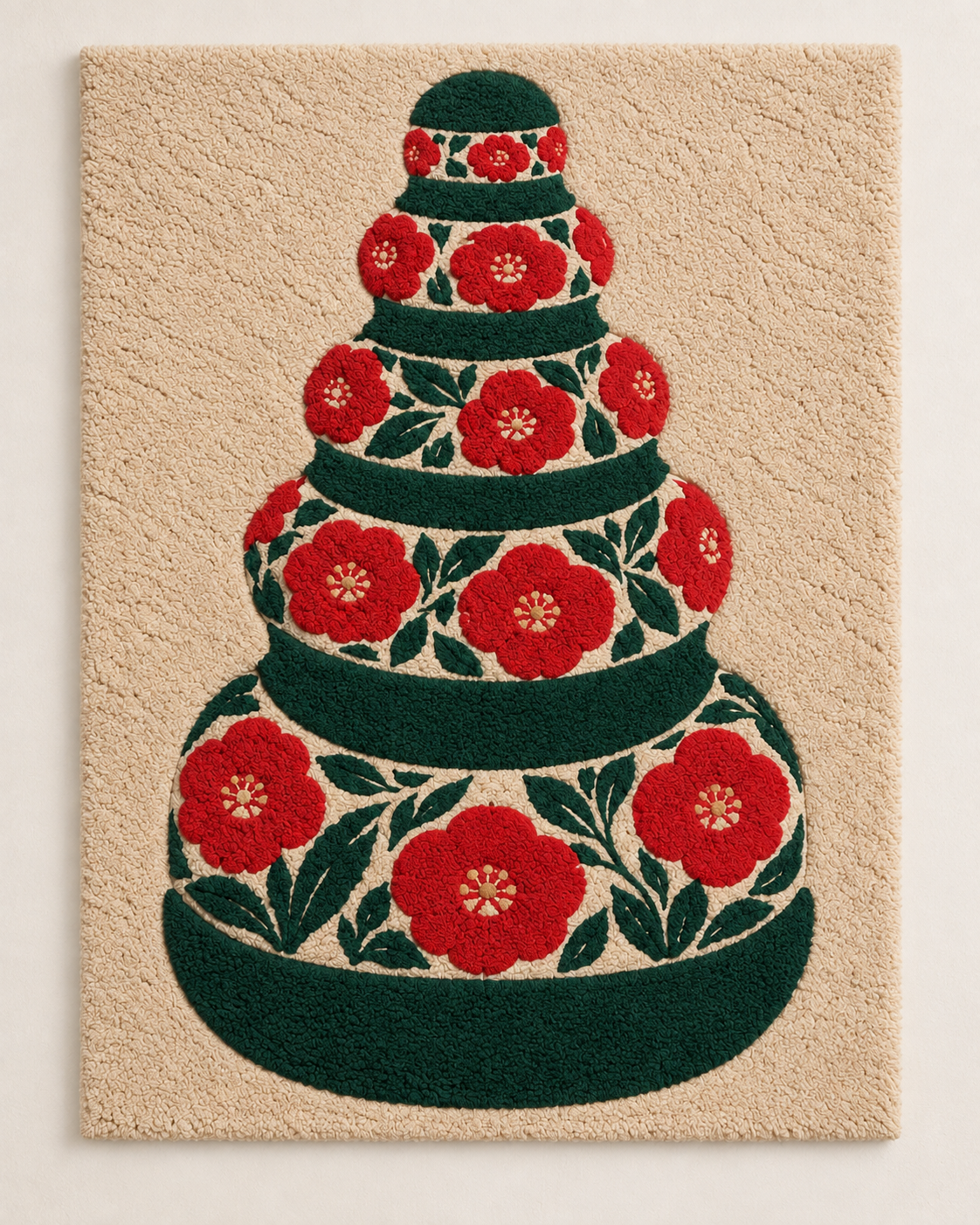 Hewn Earth Crimson Blossom Bowl Tower wall art featuring vibrant red bowls arranged in a decorative tower display.