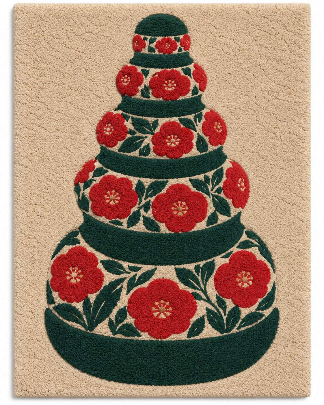 Hewn Earth Crimson Blossom Bowl Tower wall art featuring a vibrant, layered ceramic design with red and pink flower motifs.