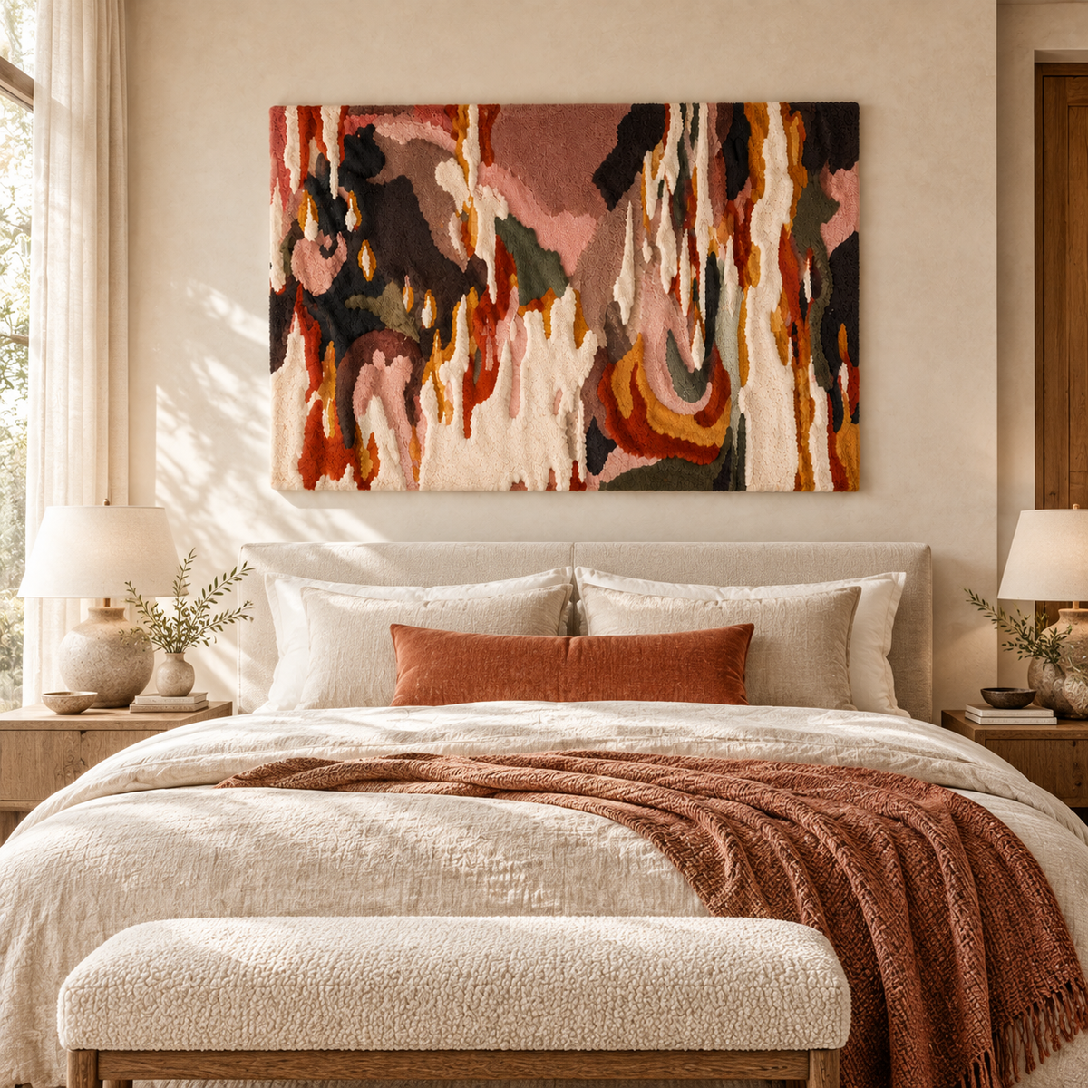 Crimson Brush Rhythm — room setting 3