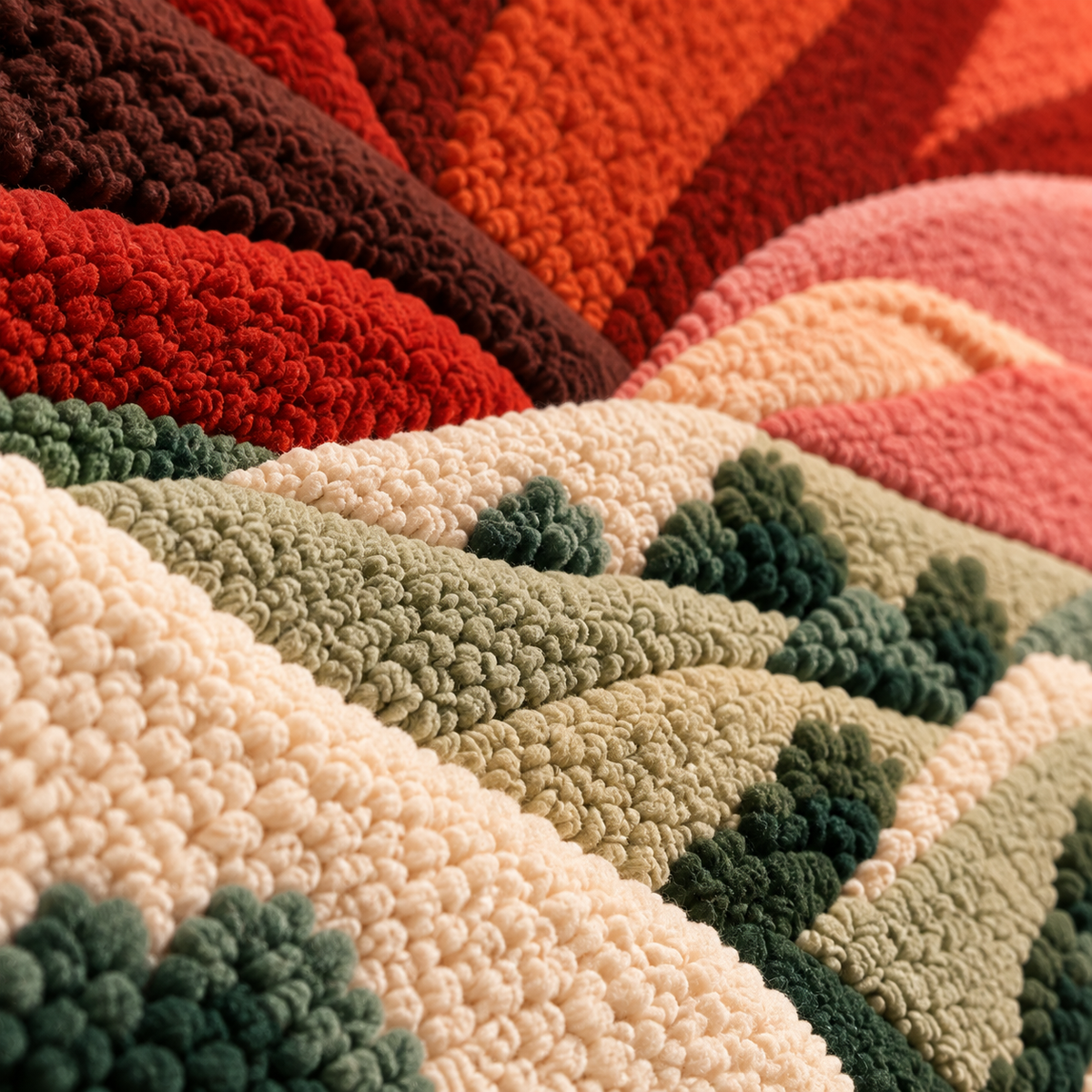 Crimson Canyon River — tufted wool texture detail
