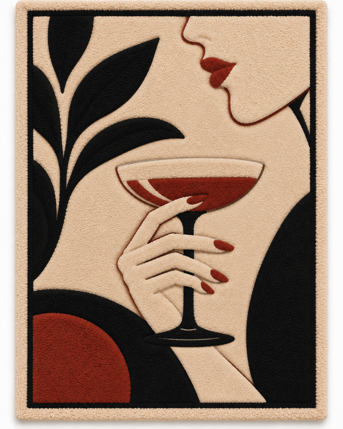 Crimson Coupe Silhouette wall art by Hewn Earth featuring a bold red coupe car silhouette on a white background.