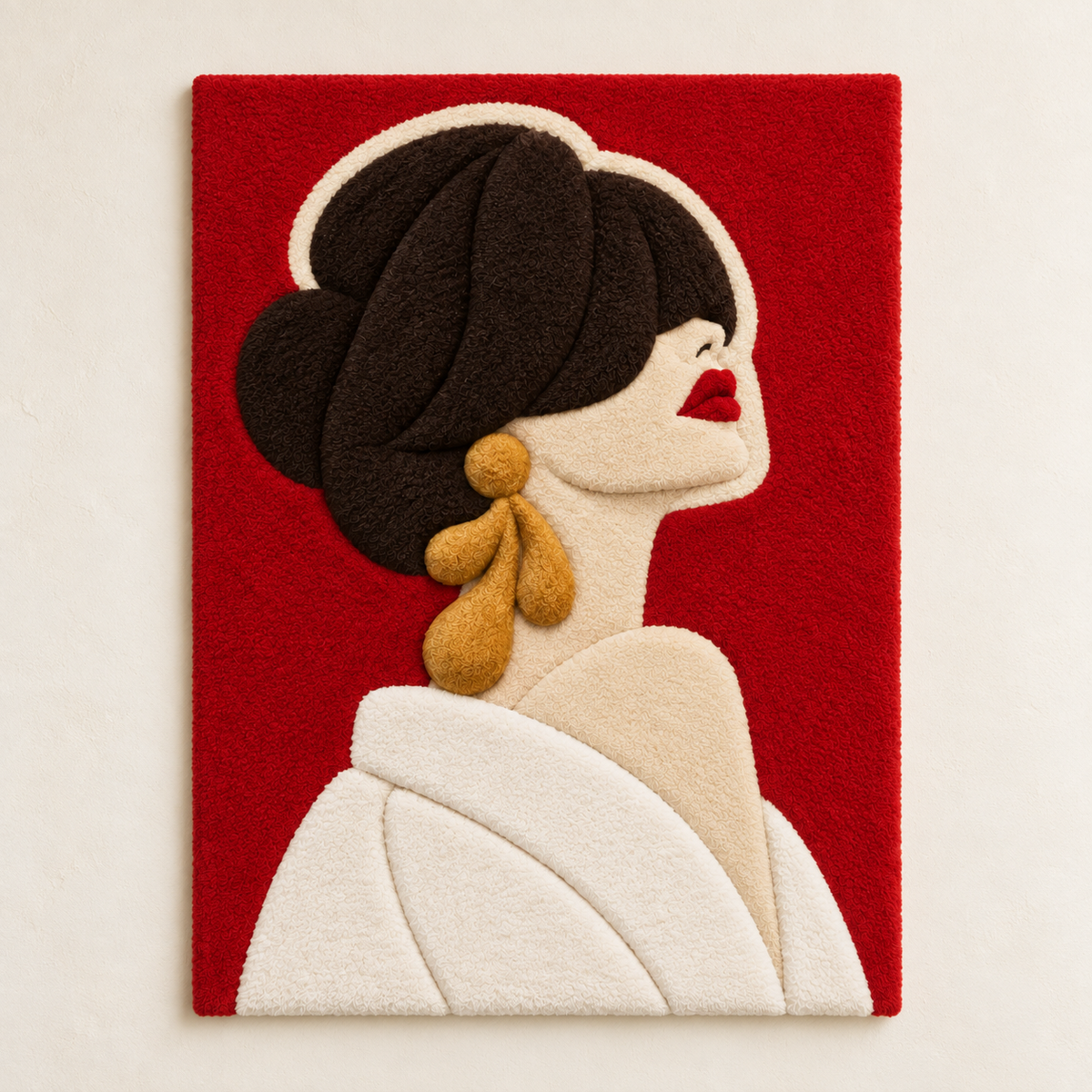 Crimson Upturned Muse wall art by Hewn Earth featuring abstract red and black painted design on textured canvas.