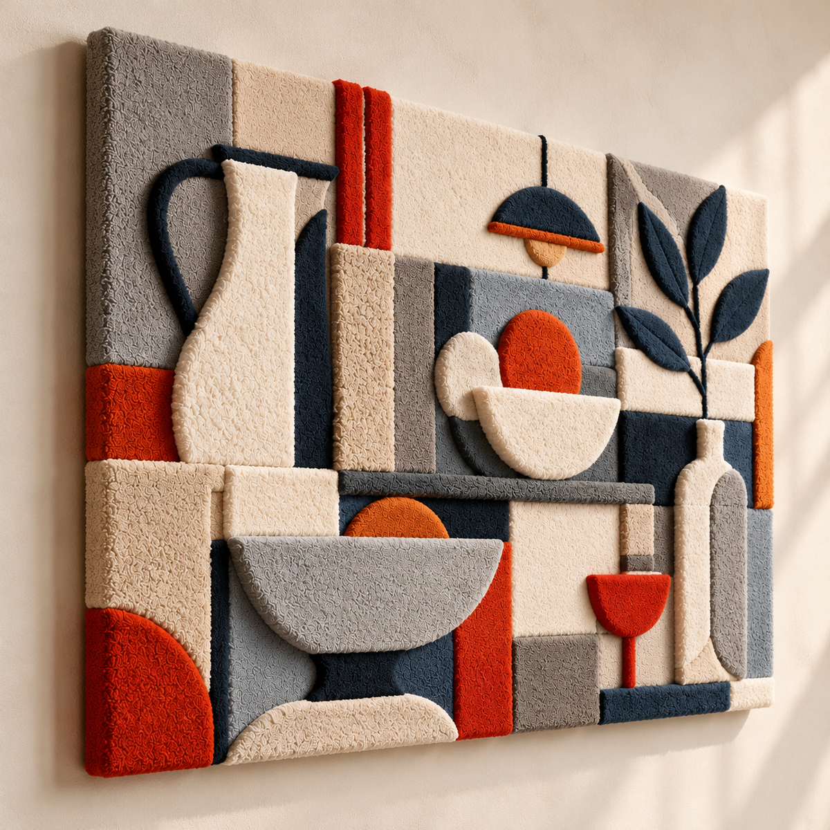 Cubist Table Composition by Hewn Earth Studio — angled relief view