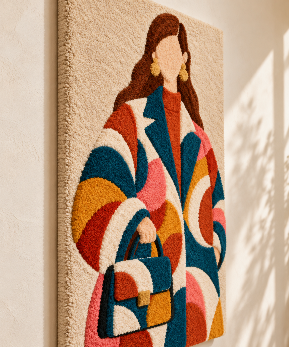 Curved Patchwork City Stroll — angled relief view