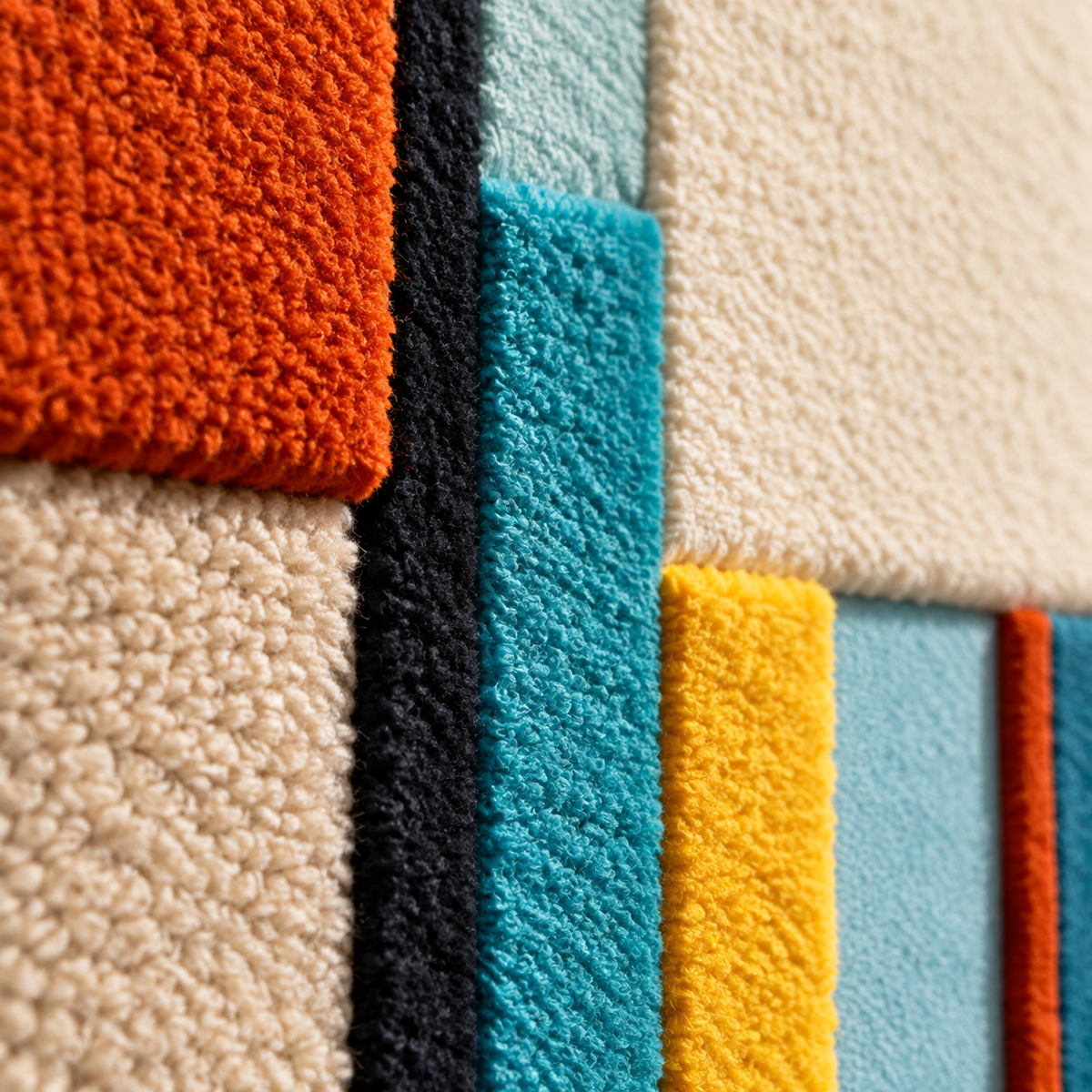 Close-up of Hewn Earth Cyan Ochre Vertical Ledger wall art showing textured cyan and ochre brushstrokes on canvas.