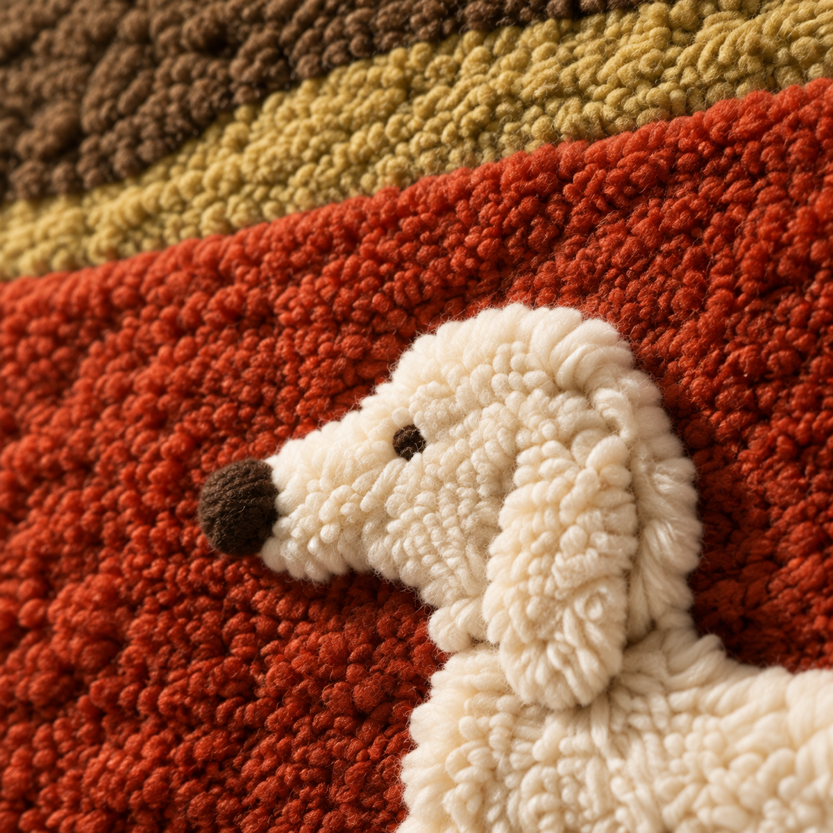Dachshund at Dusk — tufted wool texture detail