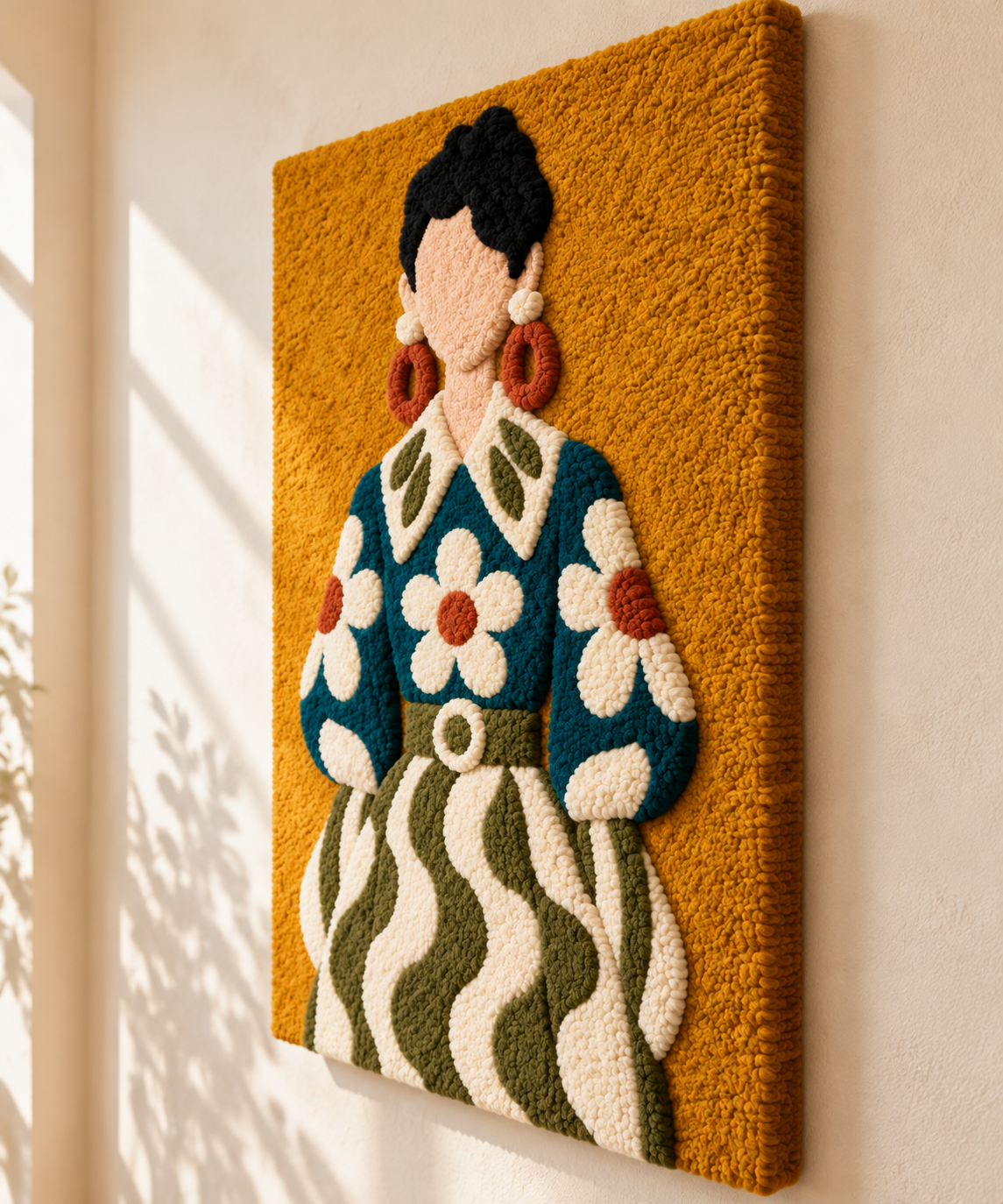Daisies on Ochre — angled relief view