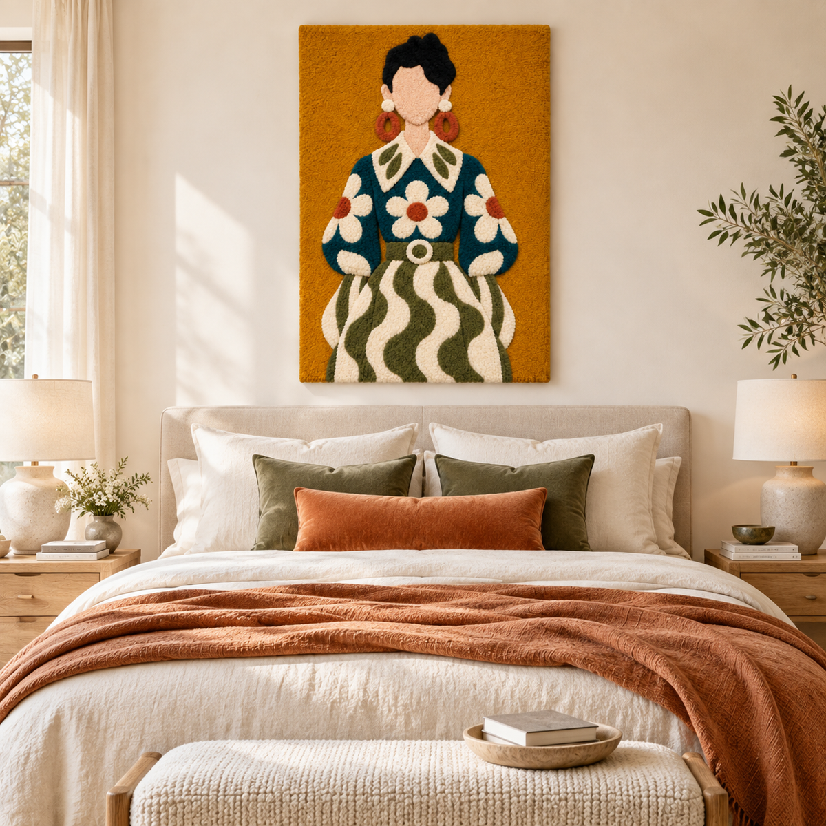 Daisies on Ochre — room setting 1