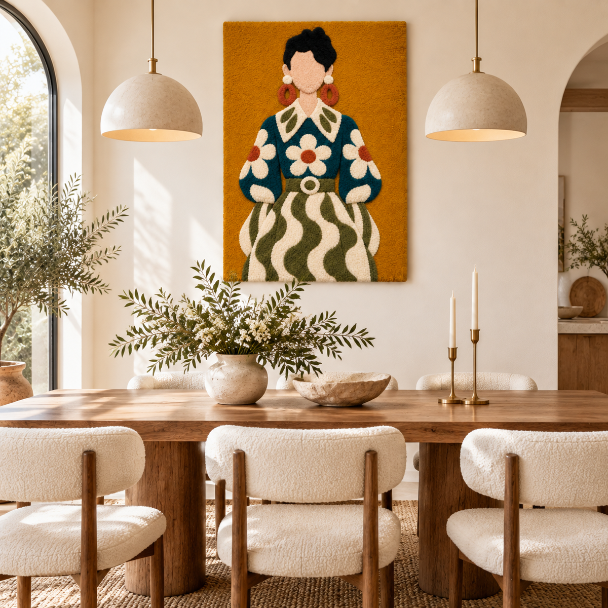 Daisies on Ochre — room setting 2