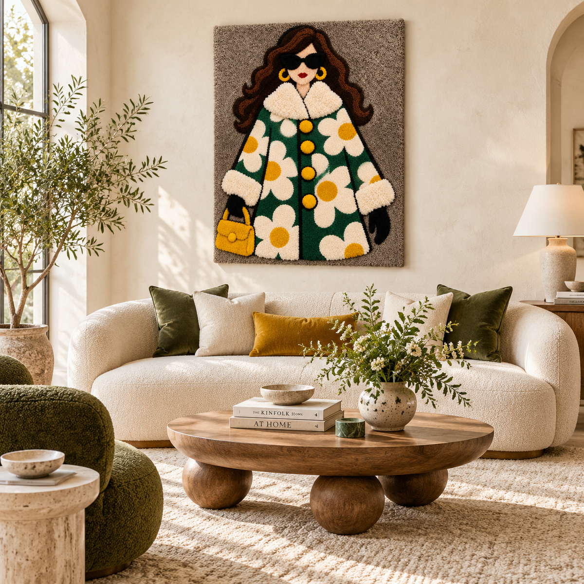 Daisy Coat Golden Morning — front-facing room scene [room-front]