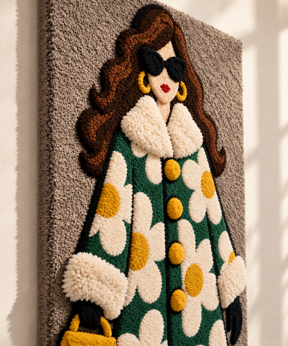 Daisy Coat Golden Morning — angled relief view