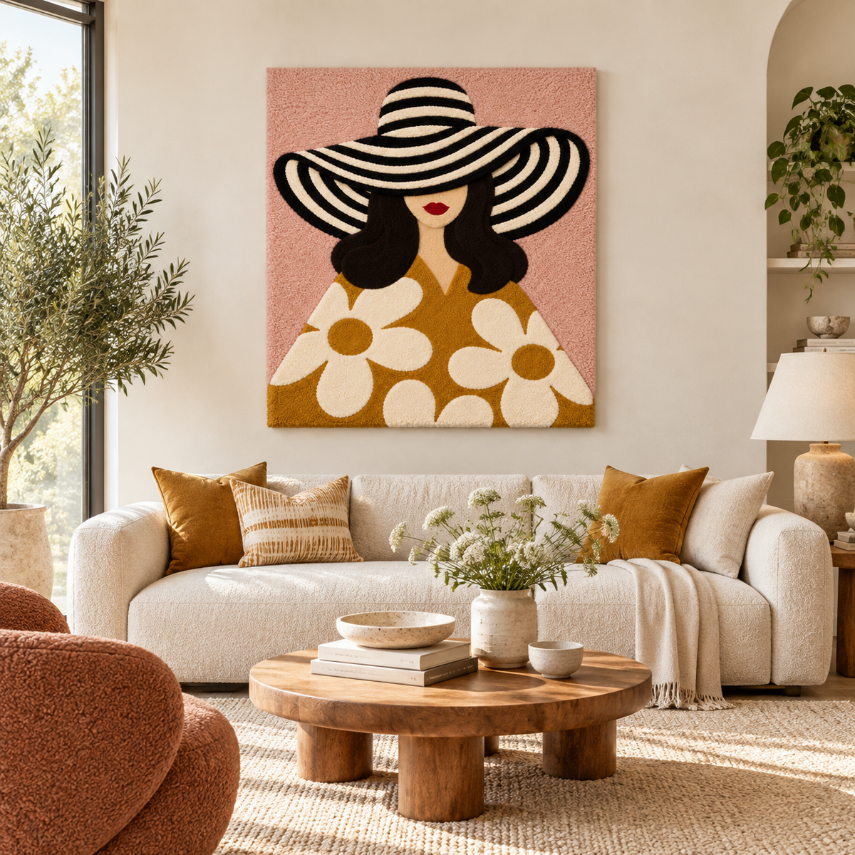 Daisy Dress Blush Afternoon — front-facing room scene [room-front]
