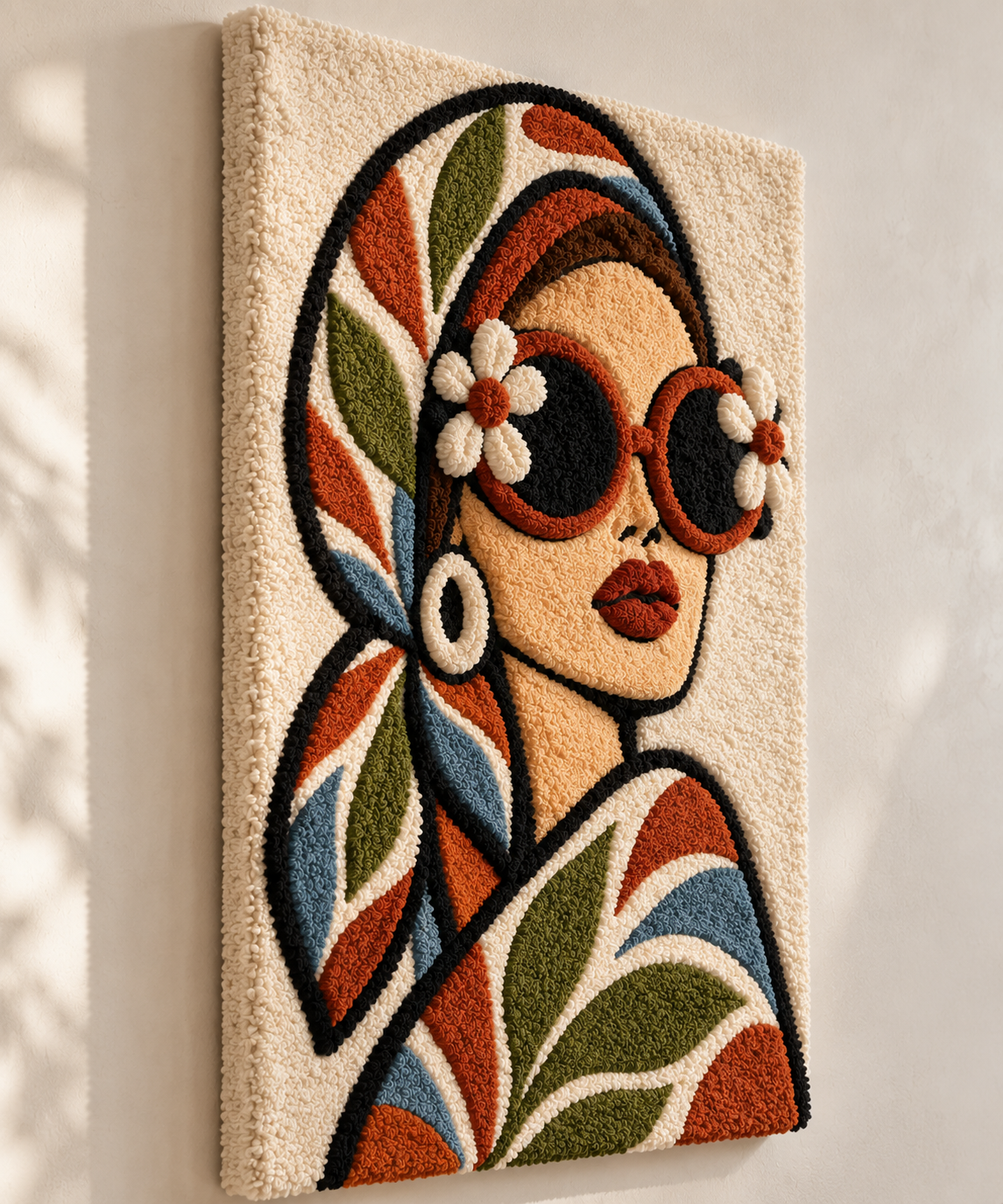 Daisy Frames and Autumn Leaves — angled relief view