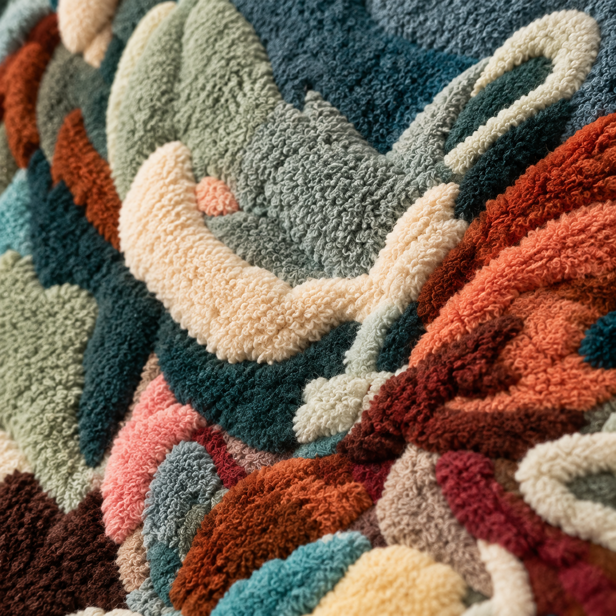 Deepwater Color Swirl — tufted wool texture detail