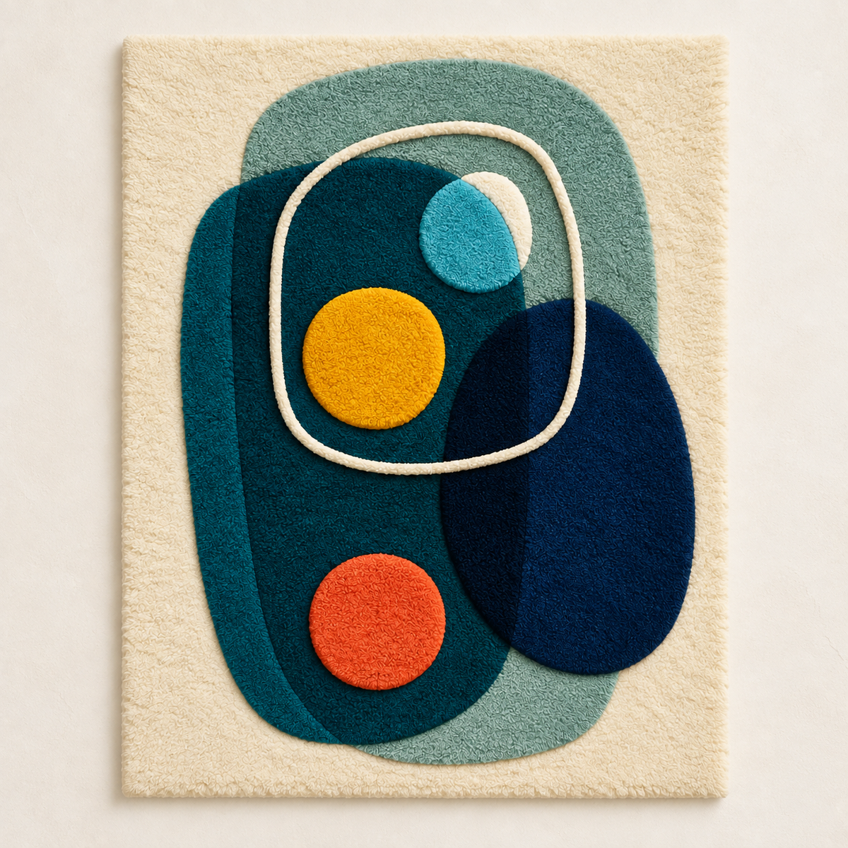 Hewn Earth Deepwater Pebble Orbit wall art featuring layered pebble design and organic shapes for modern home decor.