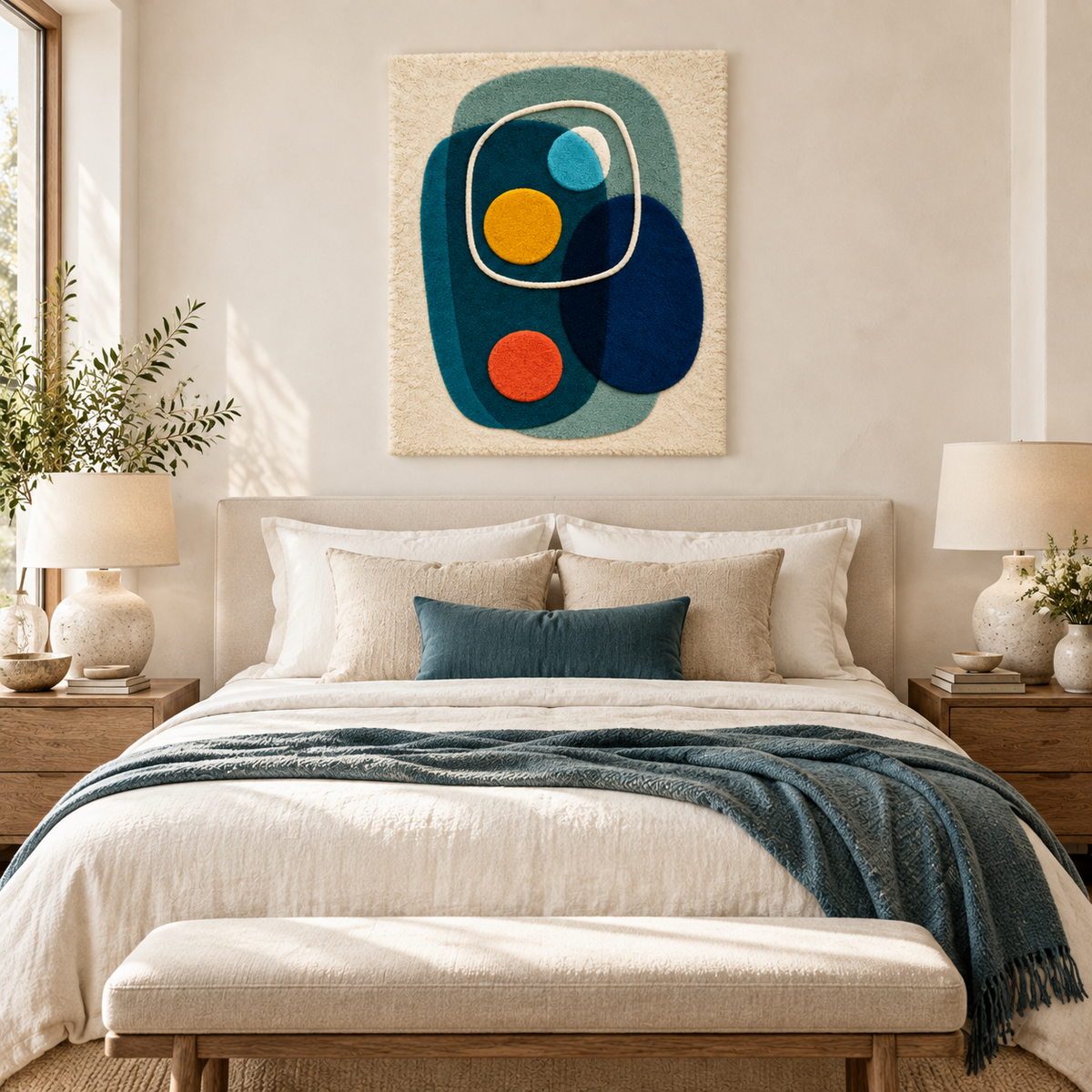 Hewn Earth Deepwater Pebble Orbit wall art featuring layered pebble design in a circular arrangement for modern interior decor