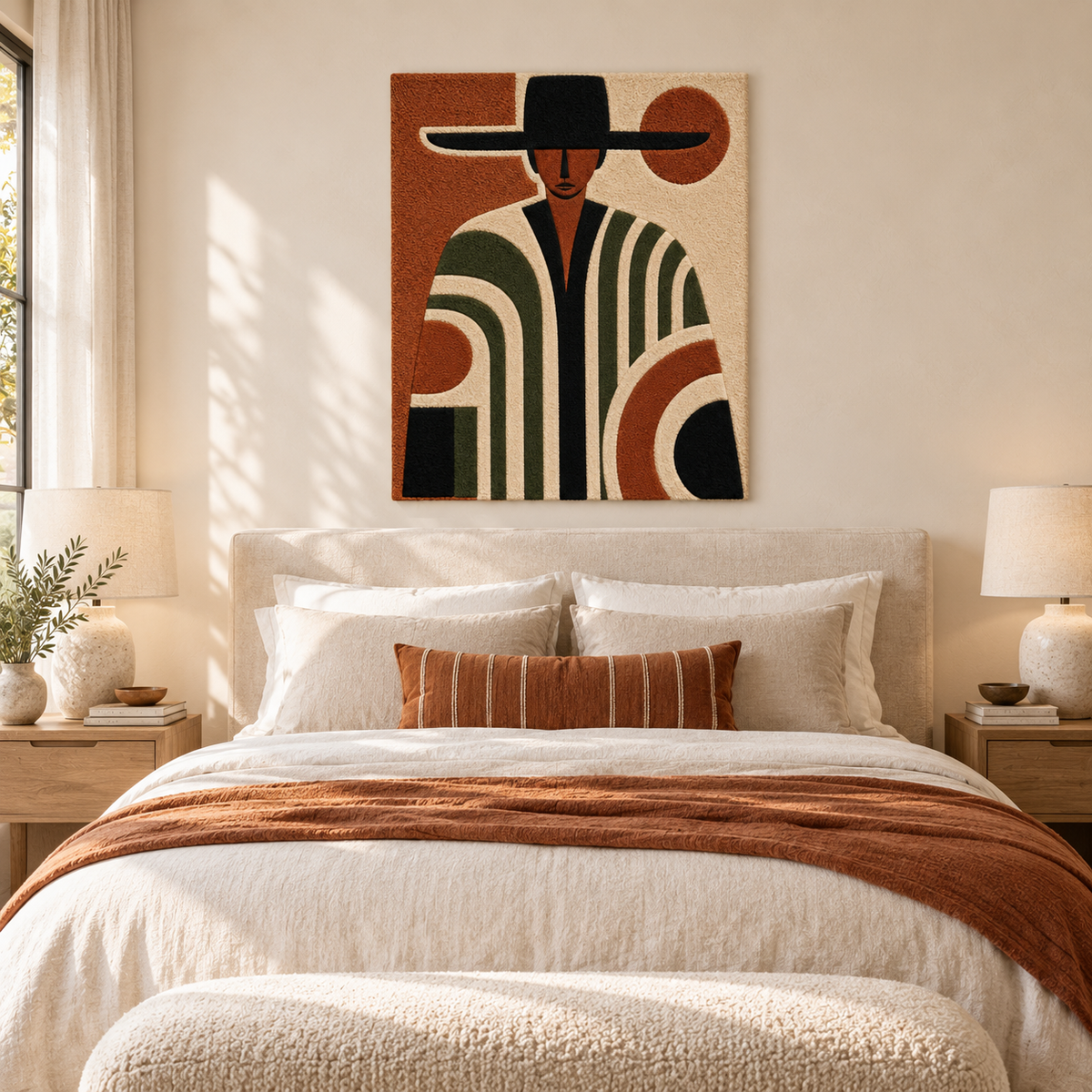 Hewn Earth Desert Brim and Arches wall art featuring desert landscape with arches, vibrant colors, and natural scenery.