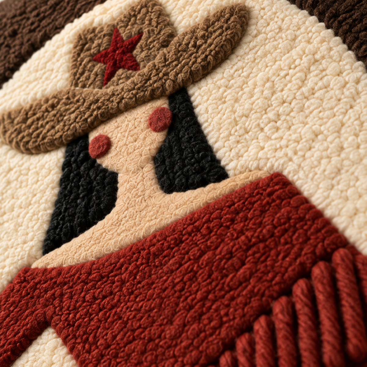 Desert Star Cowgirl — tufted wool texture detail
