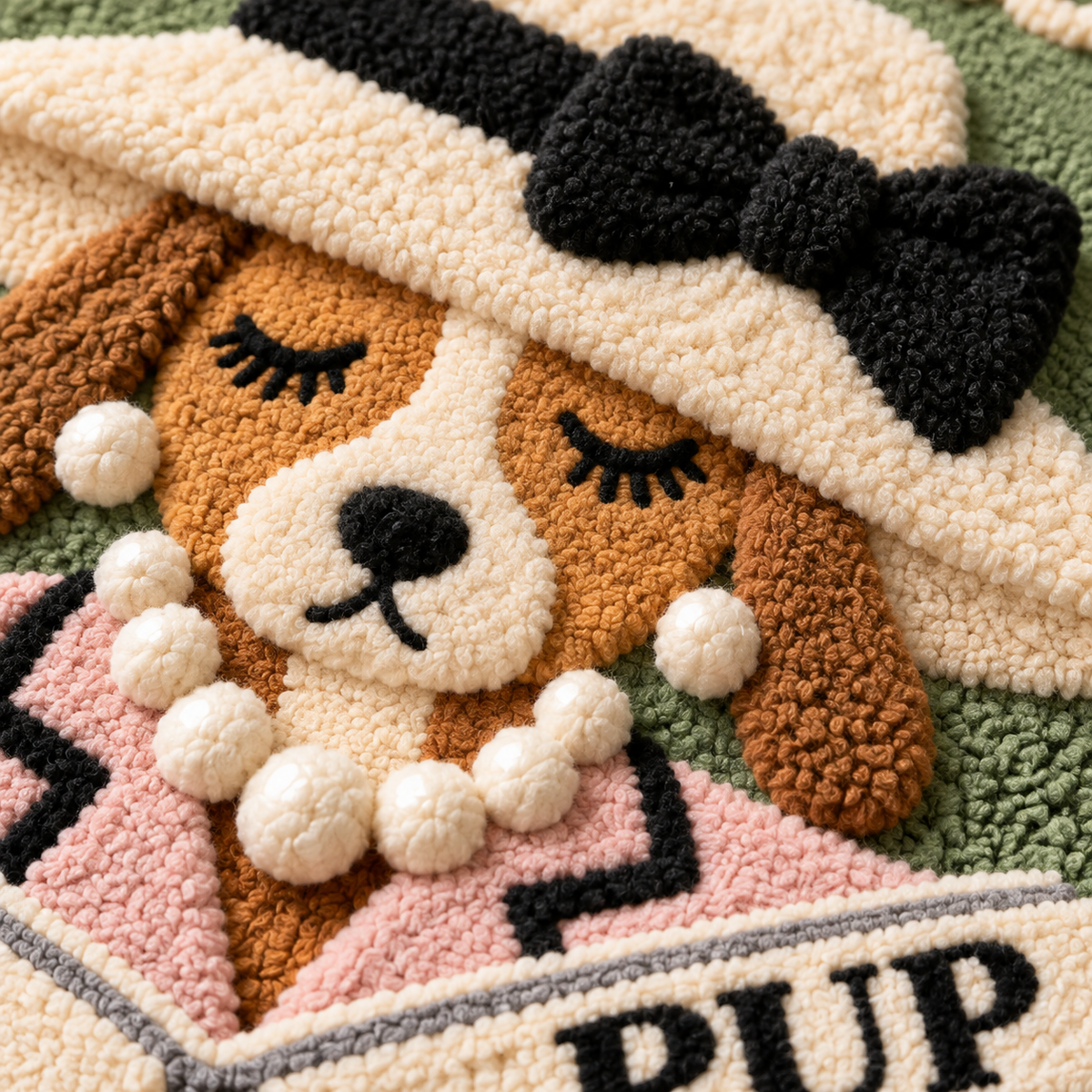 Dogue Reader in Sage — tufted wool texture detail
