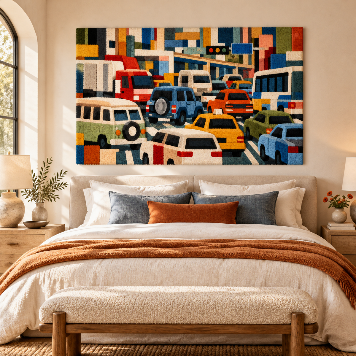 Downtown Traffic Mosaic by Hewn Earth Studio — room setting