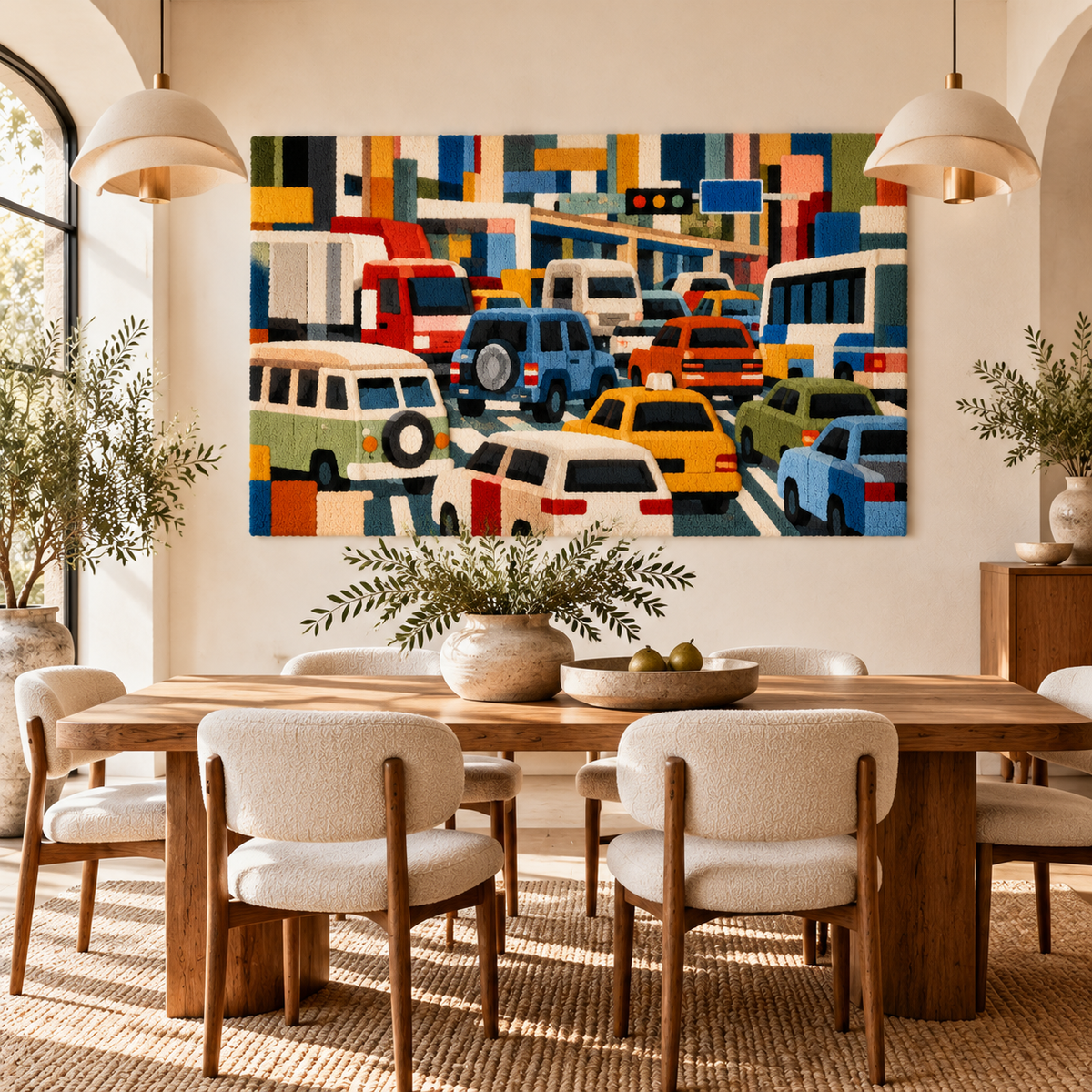 Downtown Traffic Mosaic by Hewn Earth Studio — room setting
