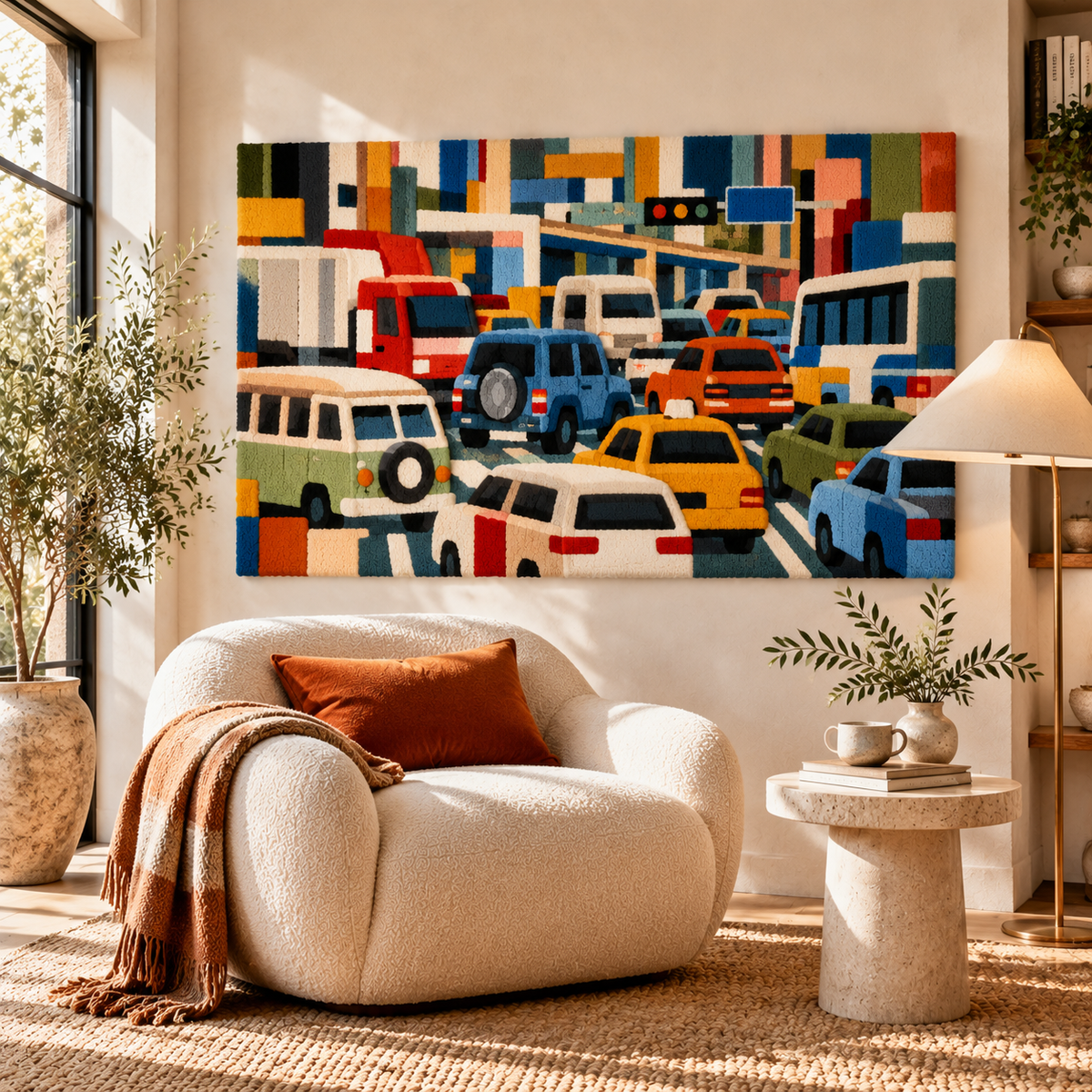 Downtown Traffic Mosaic by Hewn Earth Studio — room setting