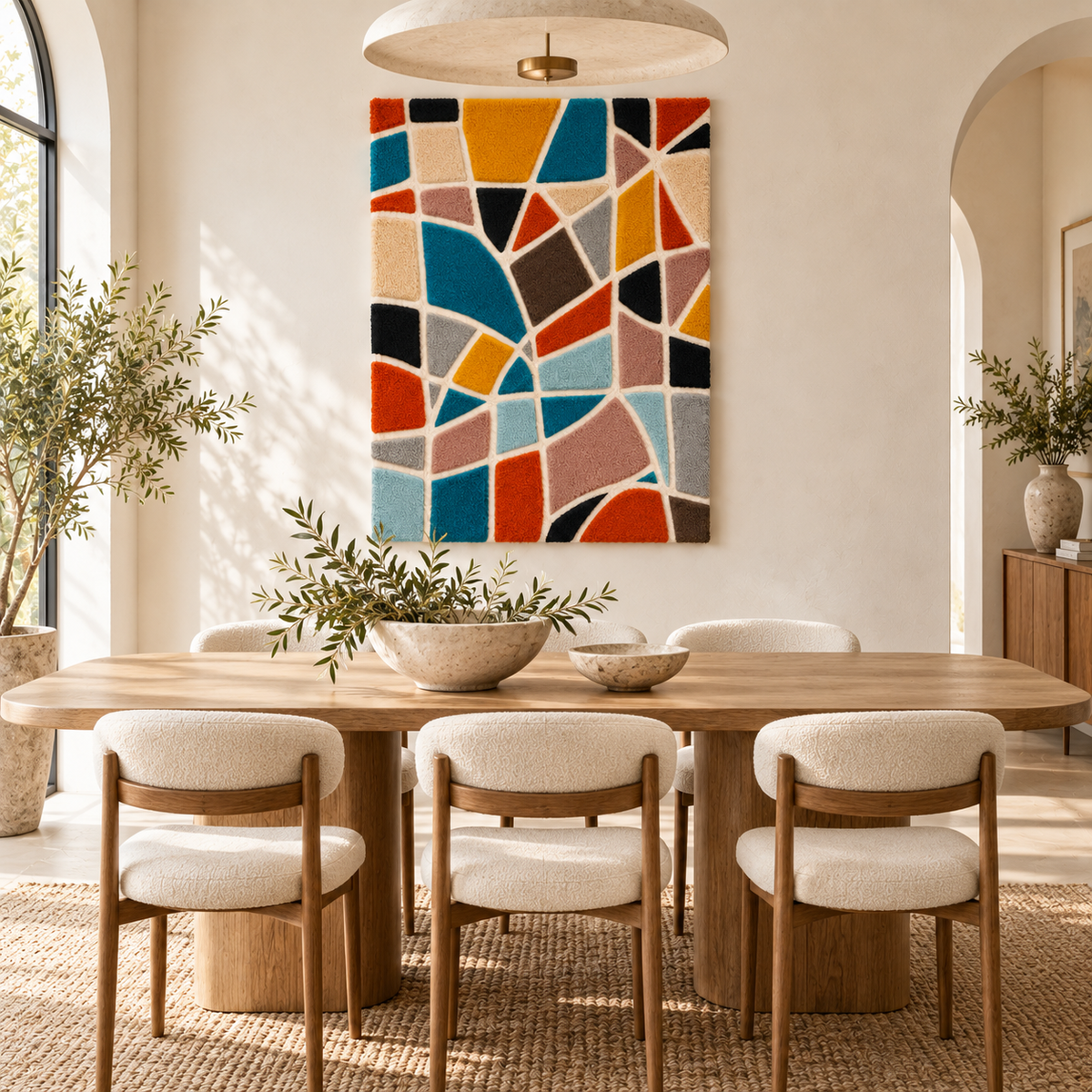 Hewn Earth Earth and Sea Tesserae wall art featuring colorful mosaic tiles arranged in a scenic design for home decor.