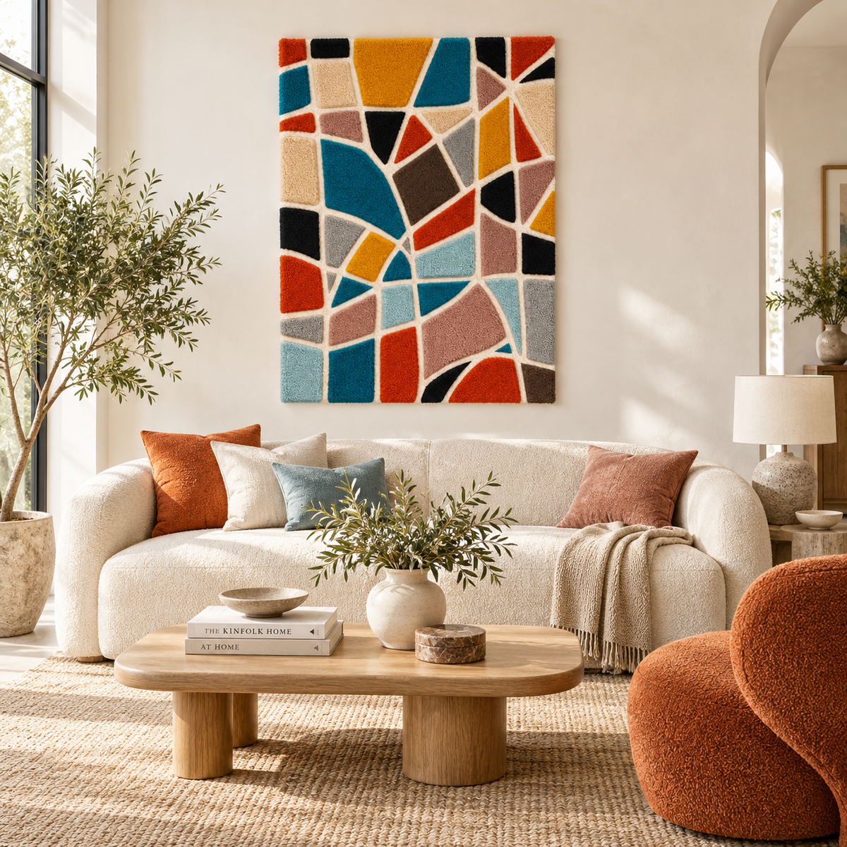 Hewn Earth Earth and Sea Tesserae wall art featuring ocean and land mosaic design in natural tones, suitable for home decor.