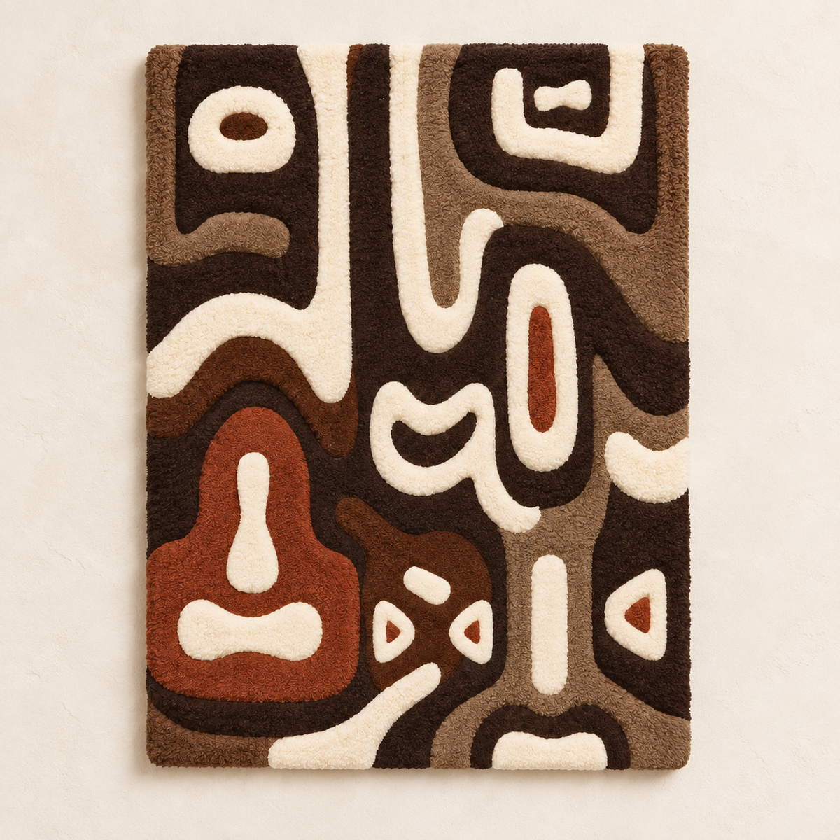 Hewn Earth Earthen Glyph Meander wall art featuring intricate earthen-toned glyph patterns on a light background.