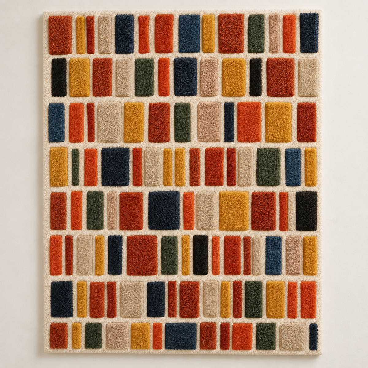 Hewn Earth wall art featuring a mosaic of tiny colorful earthen tiles, showcasing intricate tile patterns and vibrant textures.
