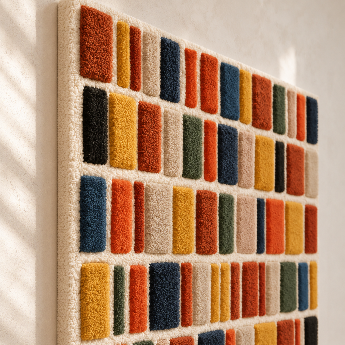 Earthen Mosaic of Tiny Color Tiles — angled relief view