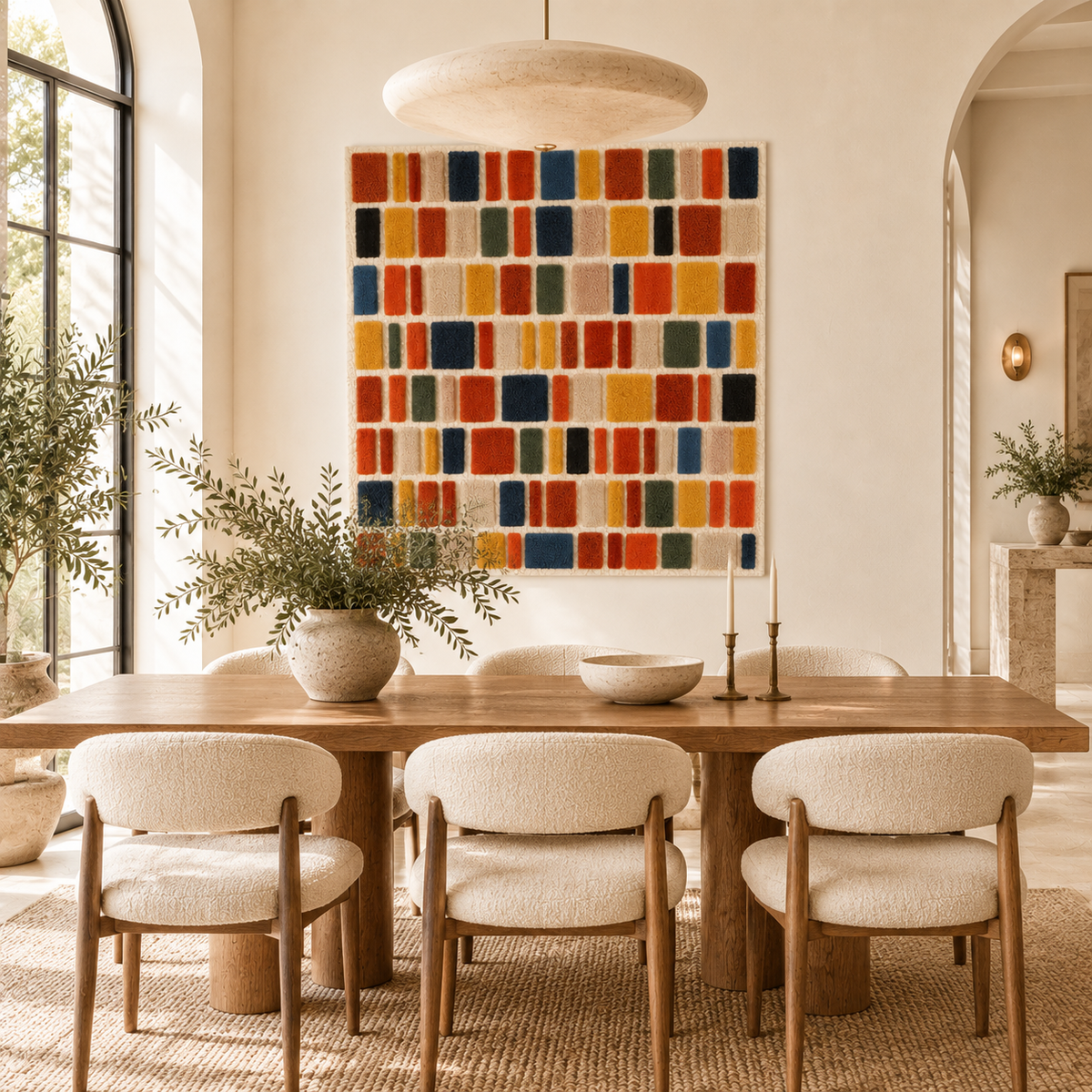Earthen Mosaic of Tiny Color Tiles — front-facing room scene [room-front]