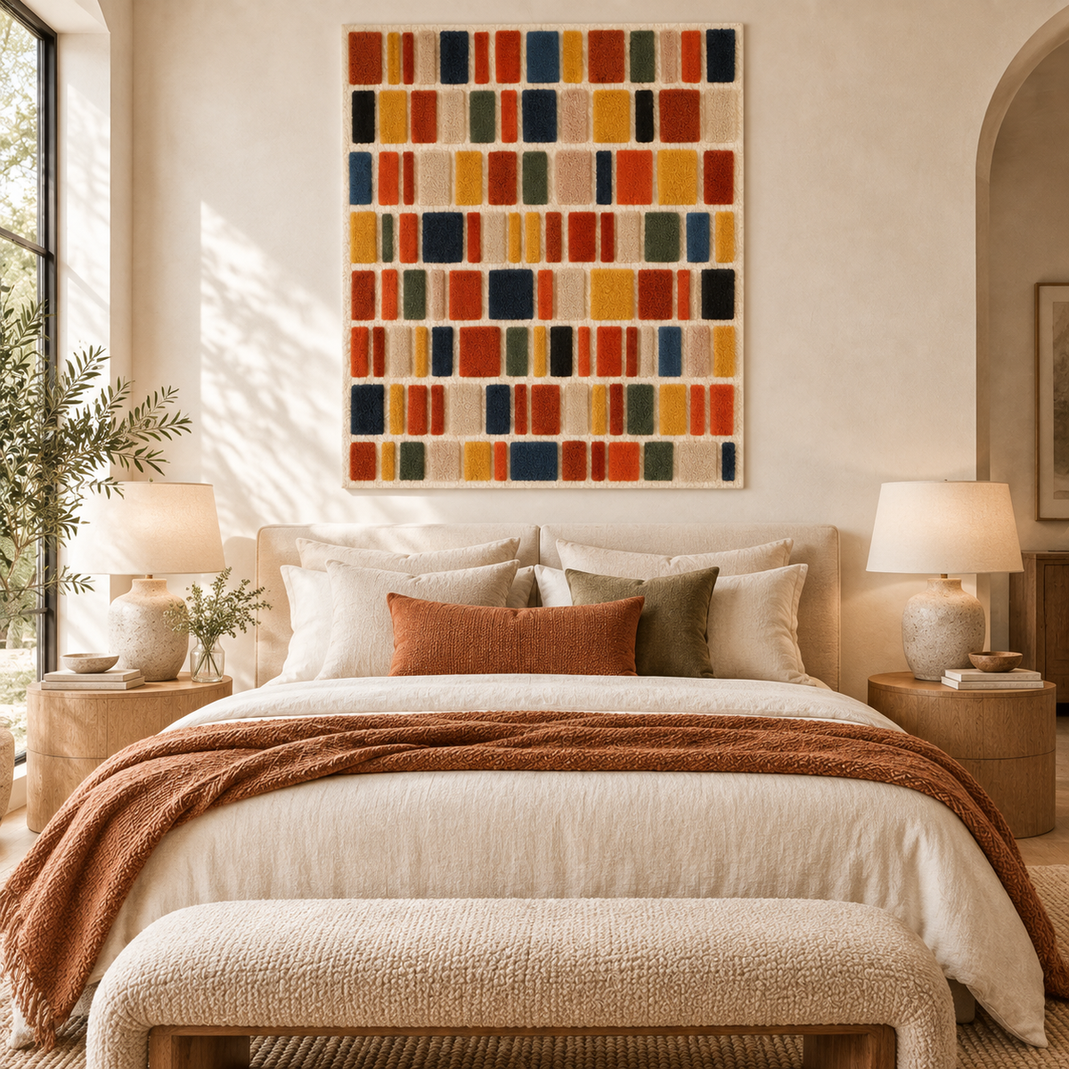 Earthen Mosaic of Tiny Color Tiles — front-facing room scene [room-front]