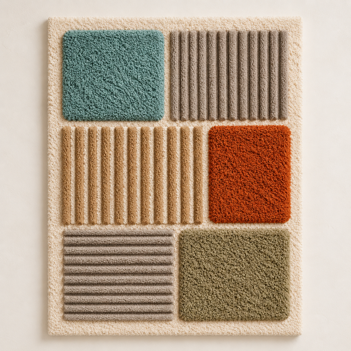 Hewn Earth wall art featuring earthtone blocks and ribbed panels for modern interior decor.
