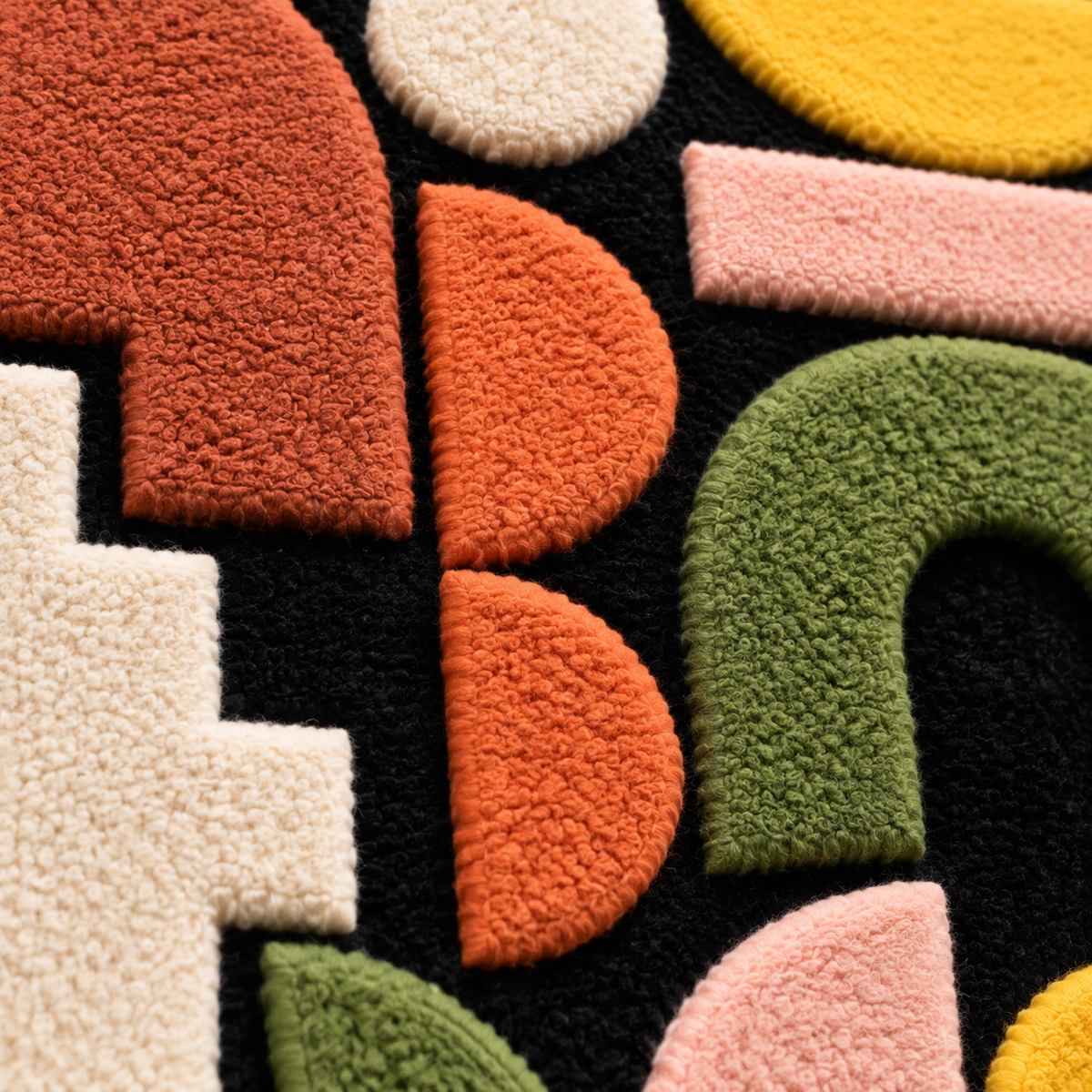Earthtone Shape Parade — tufted wool texture detail