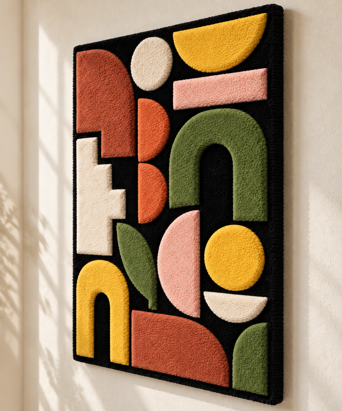 Earthtone Shape Parade — angled relief view