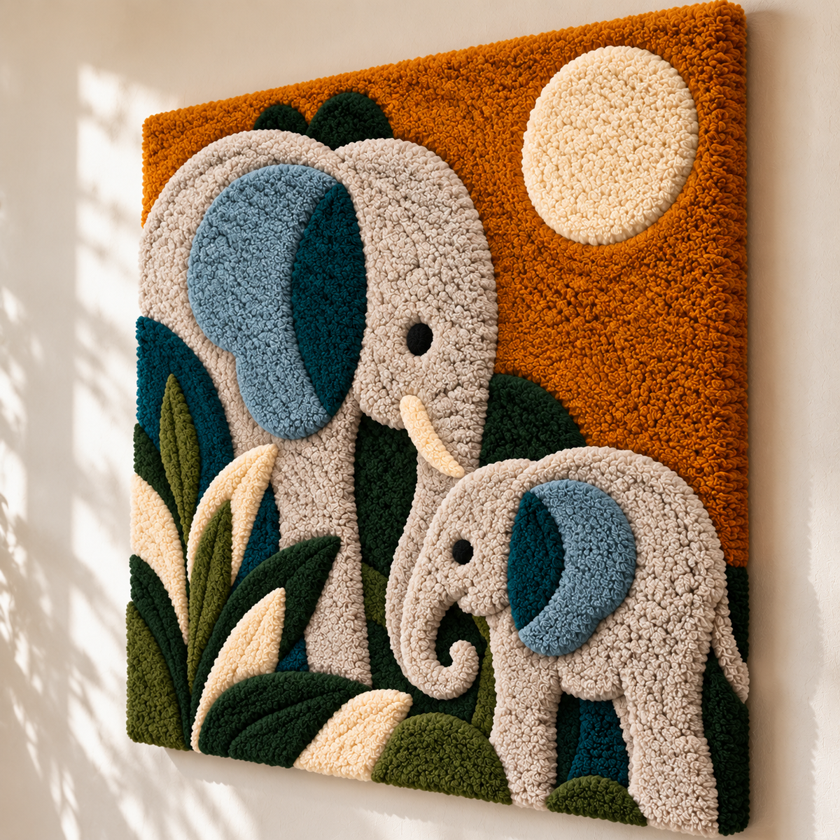 Elephants Beneath an Ivory Sun by Hewn Earth Studio — angled relief view
