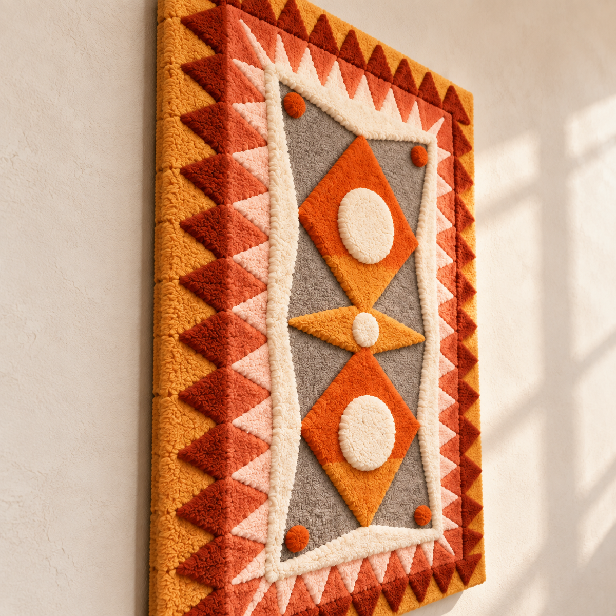 Ember Diamond Sunburst — angled relief view