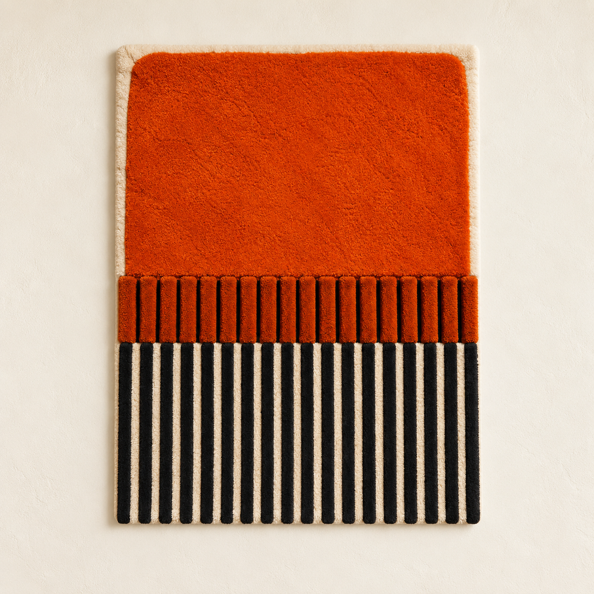 Hewn Earth Ember Piano Stripe Relief wall art featuring textured piano stripe design in neutral tones for modern home decor.