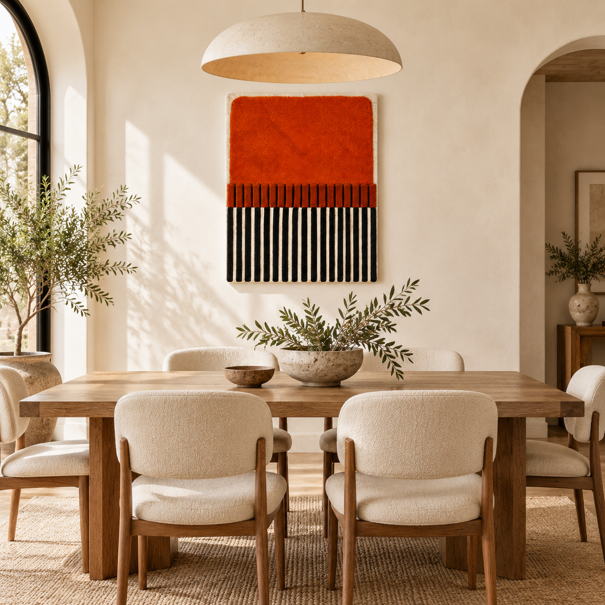 Hewn Earth Ember Piano Stripe Relief wall art featuring textured geometric patterns in warm tones for modern home decor.