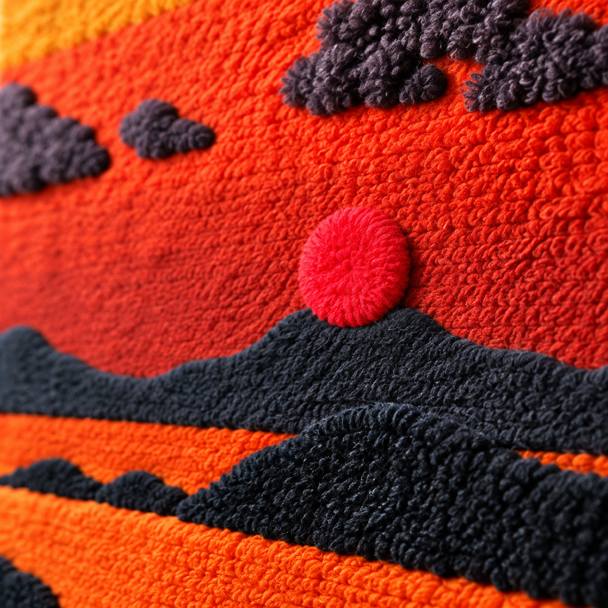 Ember Sea at Dusk — tufted wool texture detail