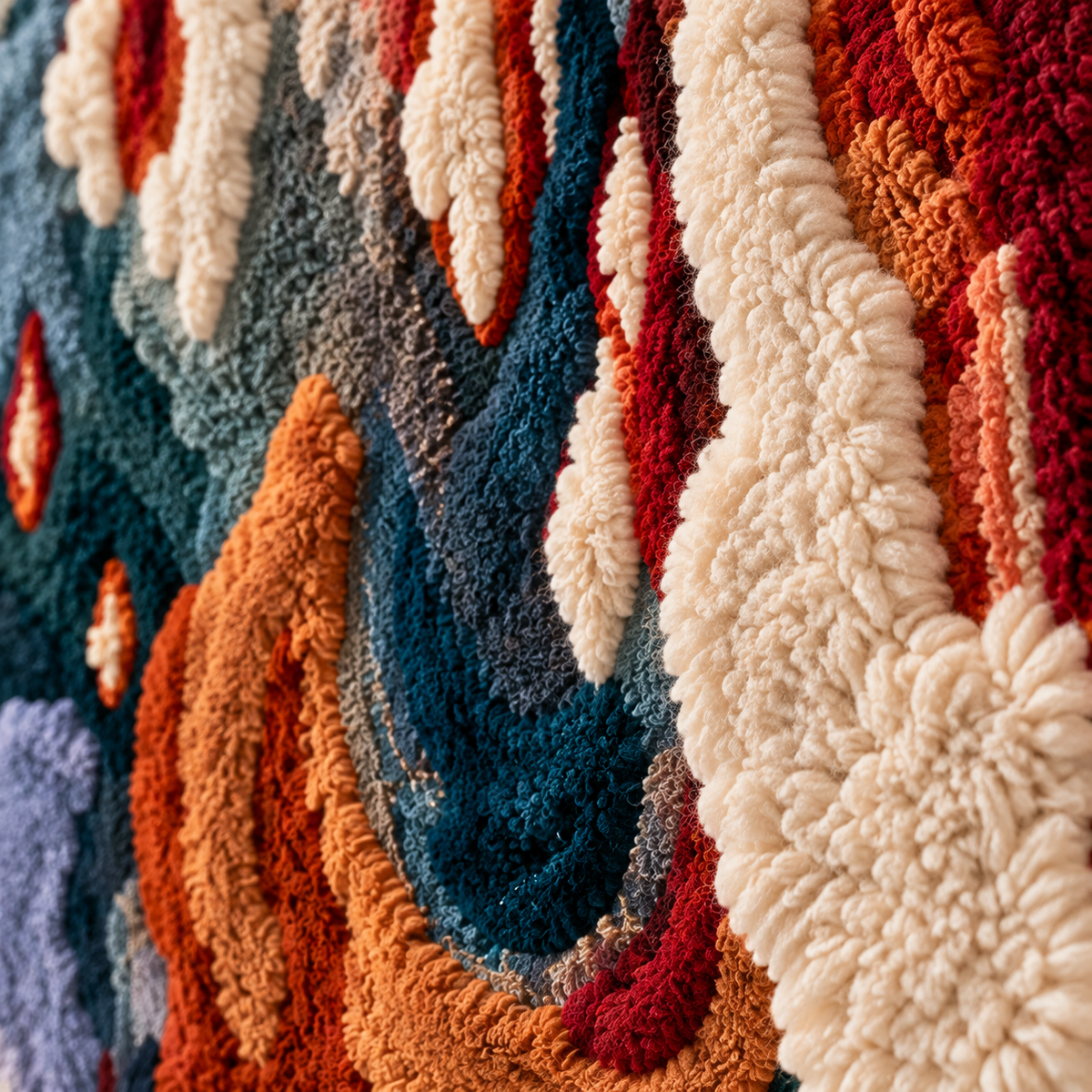 Emberfall at Midnight — tufted wool texture detail