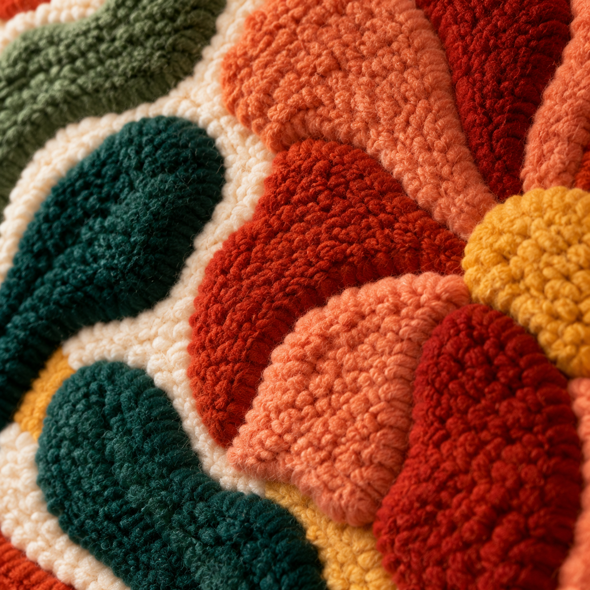 Emberflower Reverie — tufted wool texture detail