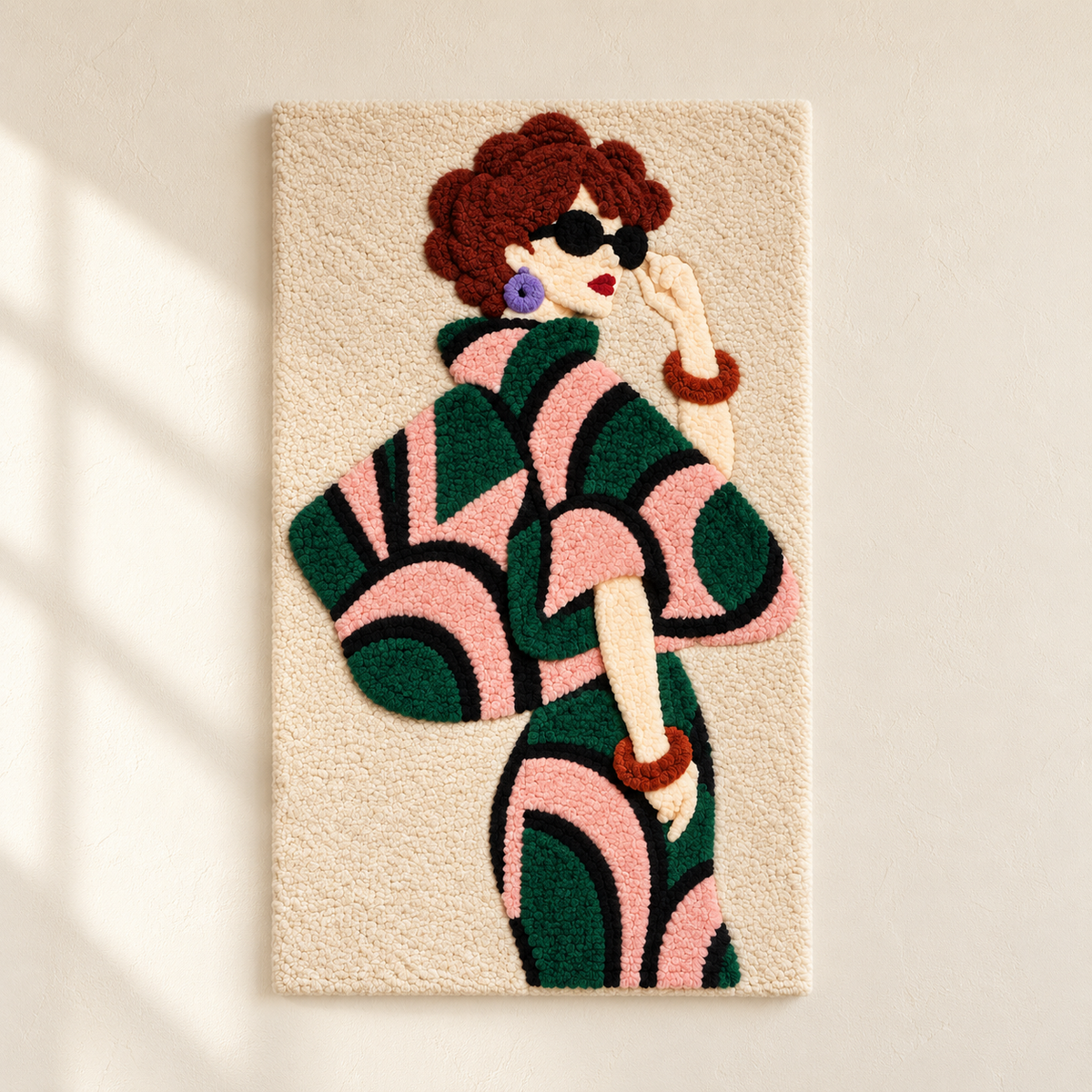 Hewn Earth wall art featuring emerald arches and blush curves on a light background, modern abstract design for home decor.