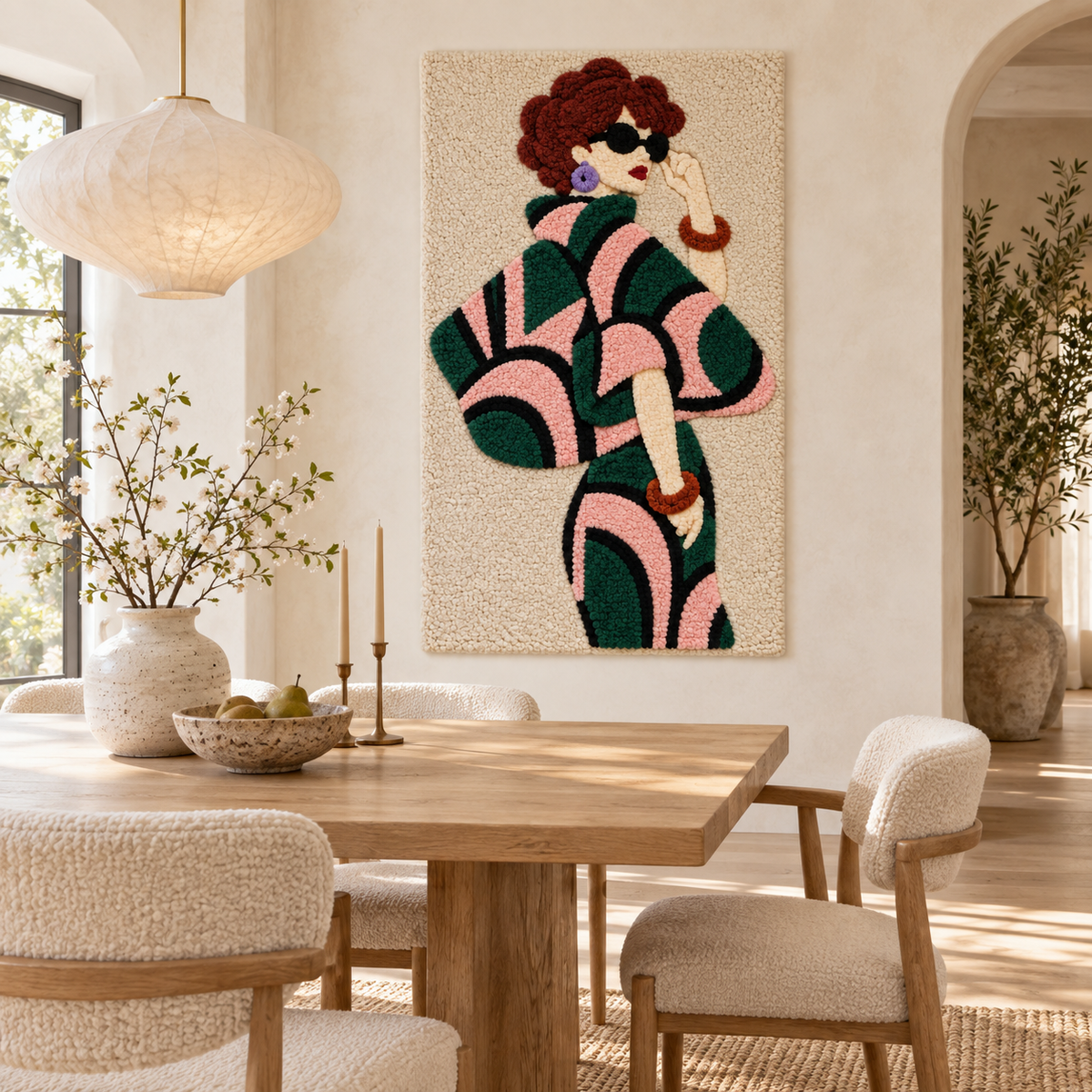 Emerald Arches and Blush Curves — room setting