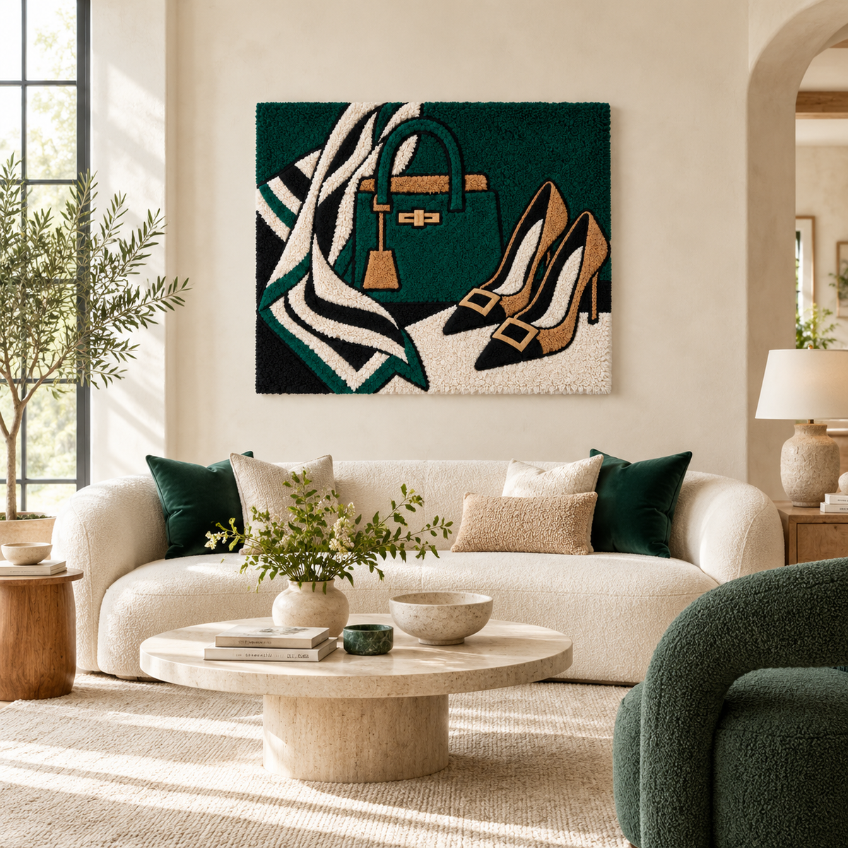 Emerald Bag Golden Heels — front-facing room scene [room-front]